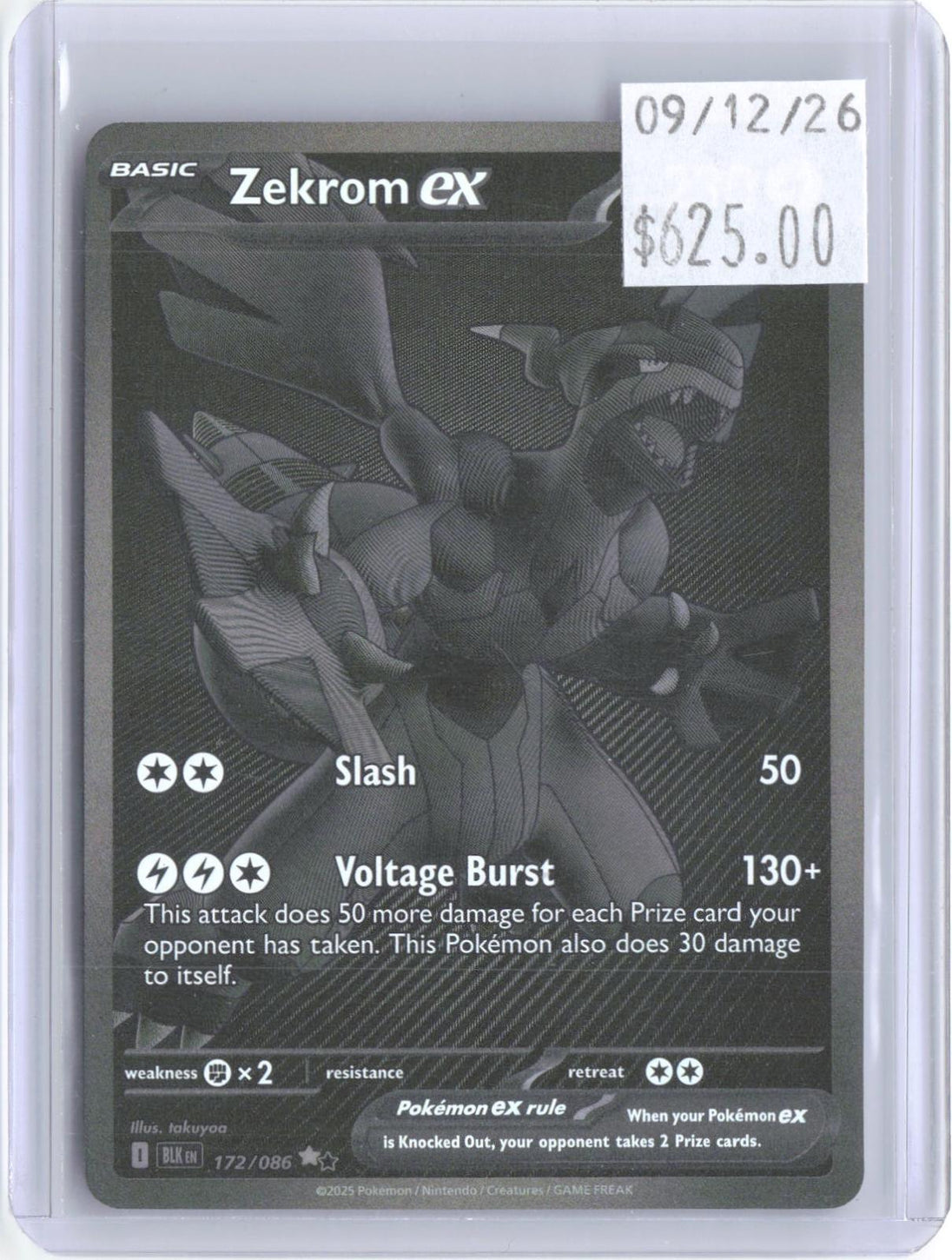Zekrom ex 172/086 Holo Secret Rare Black Bolt Pokemon Near Mint