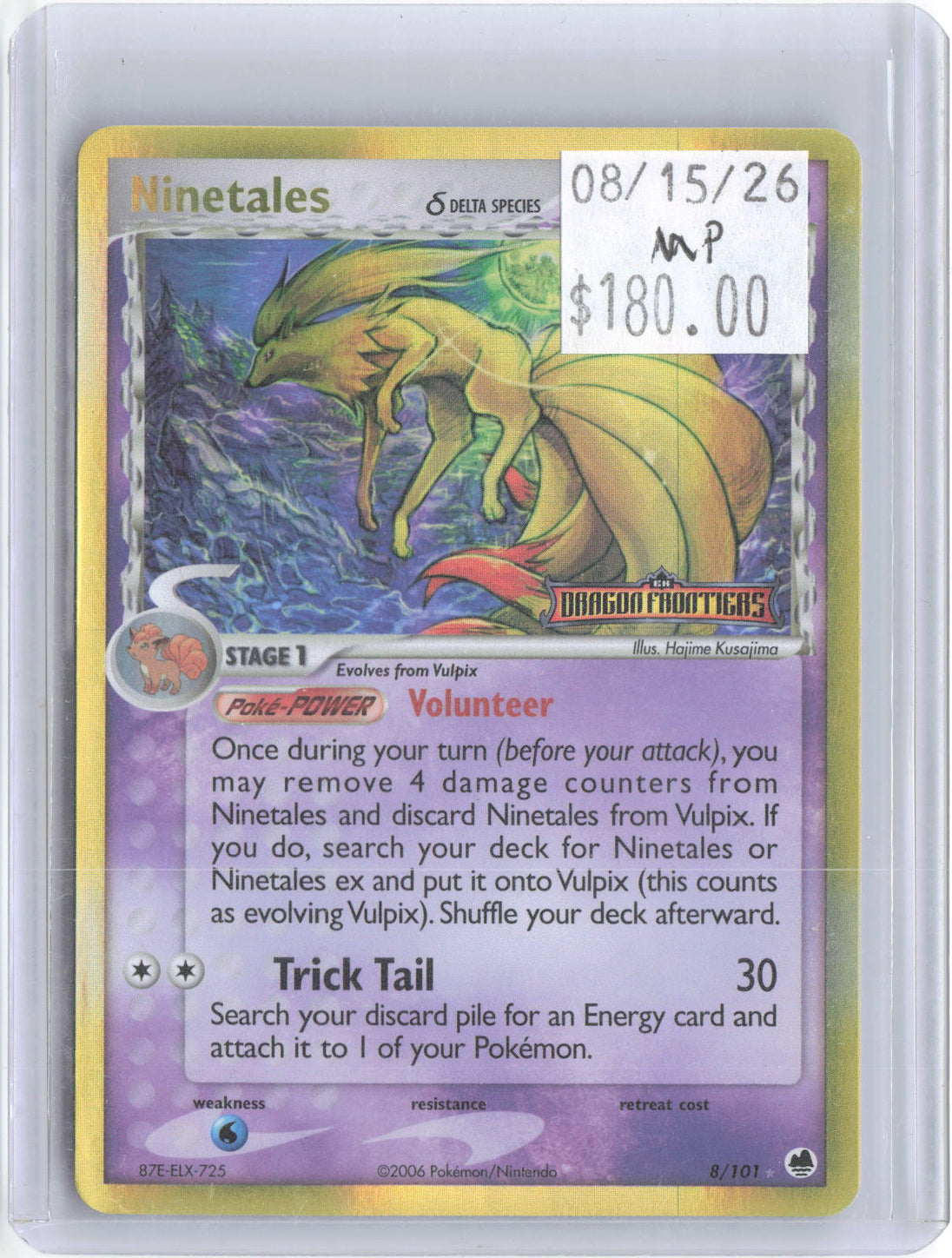 Ninetales 8/101 Rare Dragon Frontiers Pokemon Reverse Holo Moderately Played