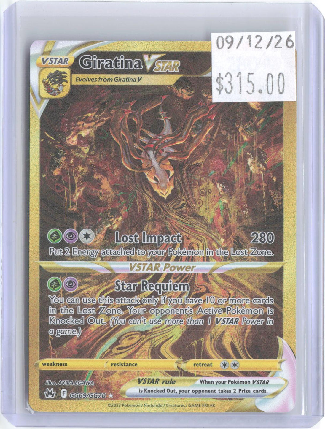 Giratina VSTAR GG69/GG70 Crown Zenith Galarian Gallery Pokemon Holo NM