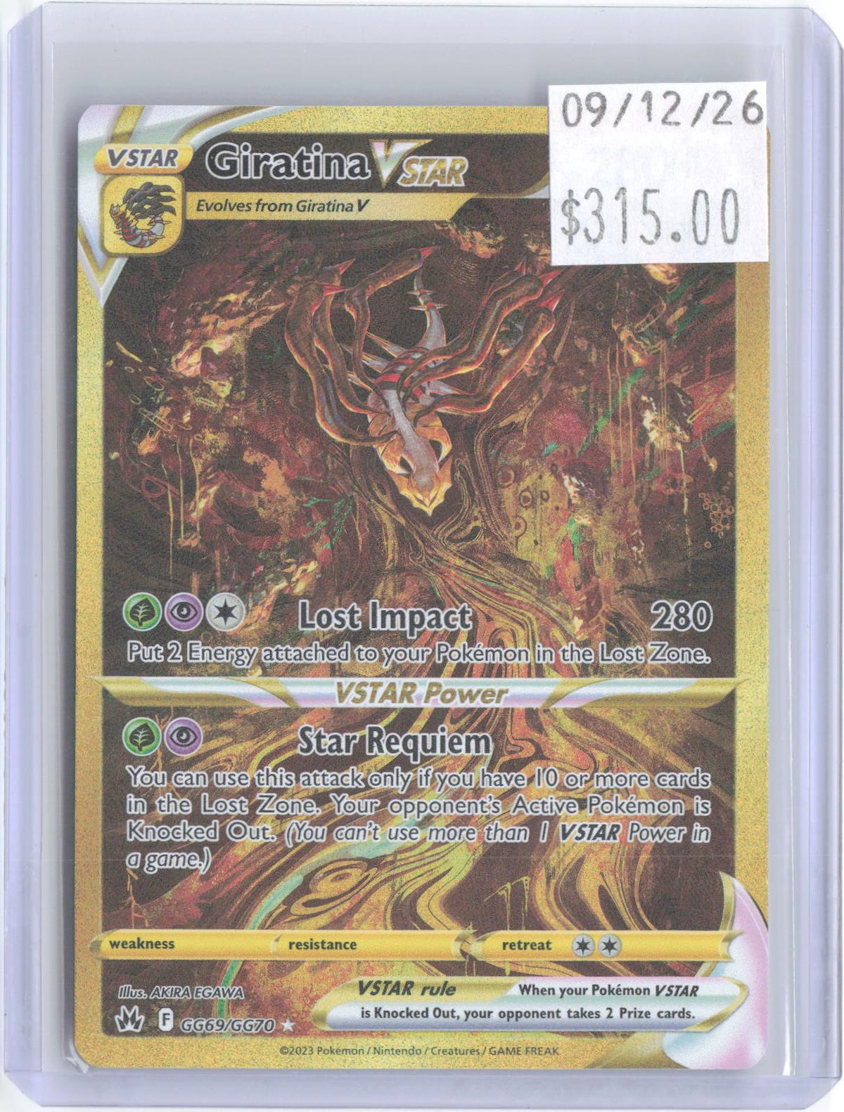 Giratina VSTAR GG69/GG70 Crown Zenith Galarian Gallery Pokemon Holo NM