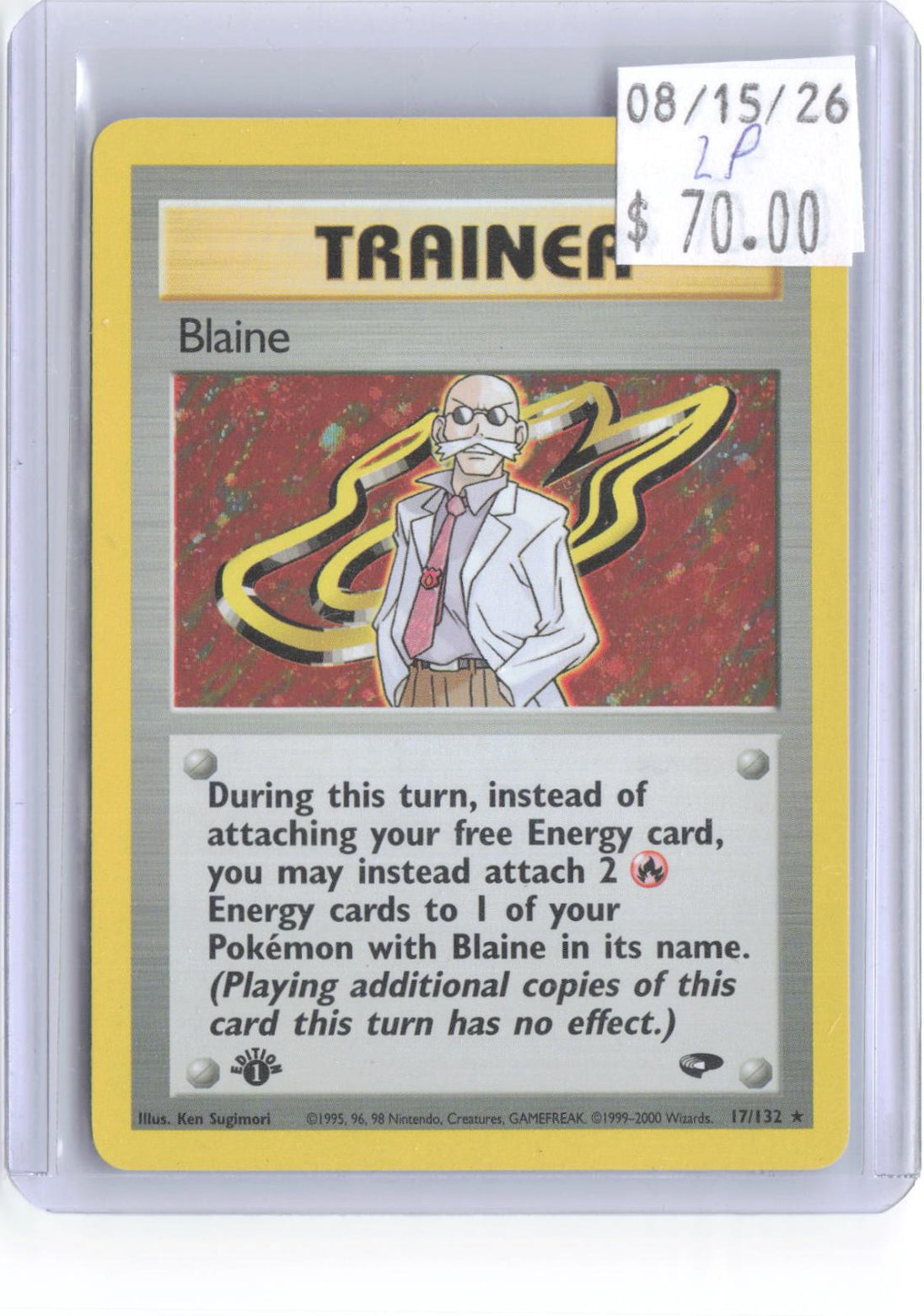 Blaine 17/132 Rare Gym Challenge Pokemon 1st Edition Holo Lightly Played