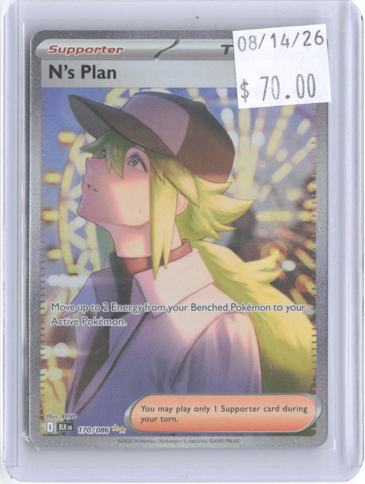 N's Plan 170/086 Holo Special Illustration Rare Black Bolt Pokemon Near Mint