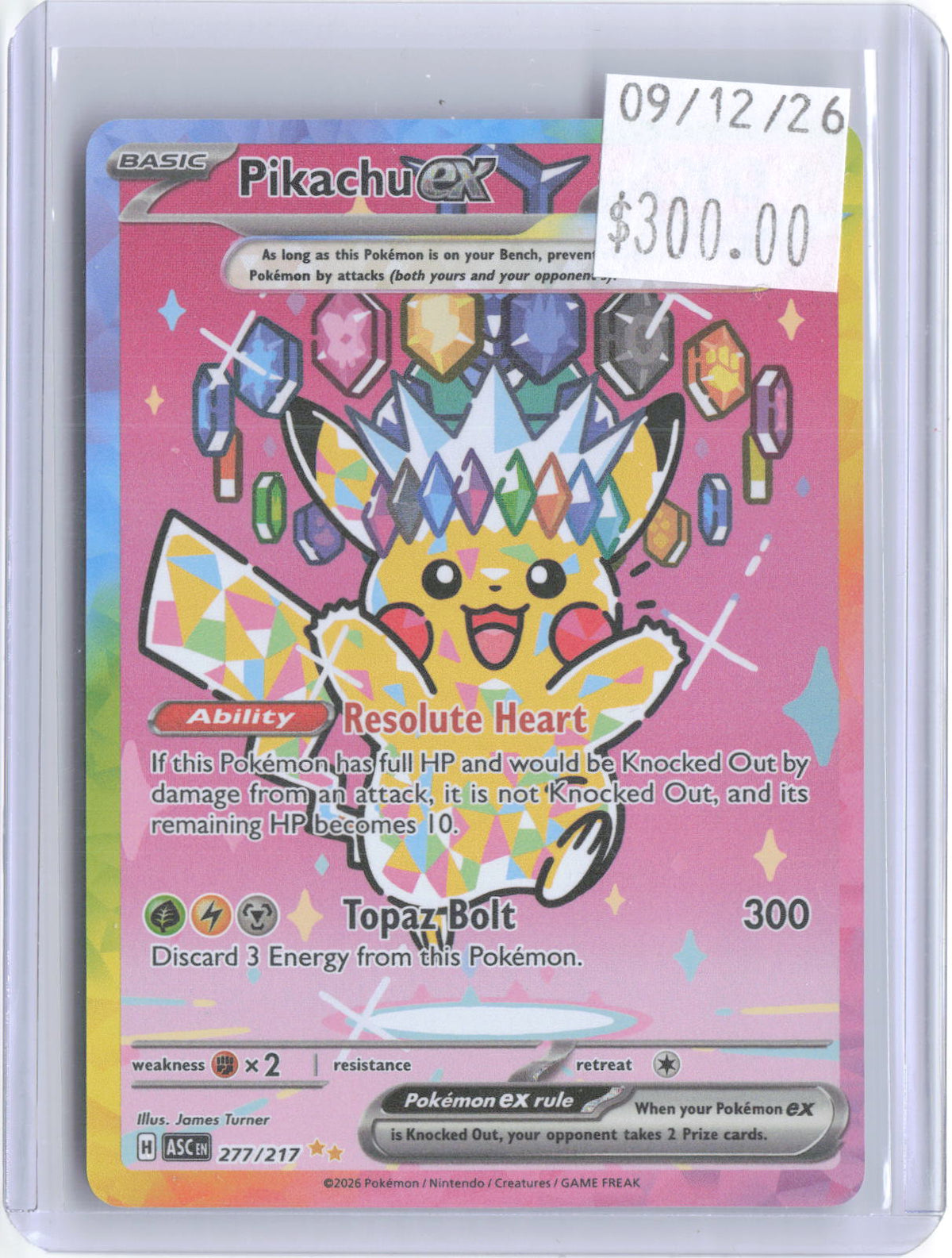 Pikachu ex 277/217 Special Illustration Rare Ascended Heroes Pokemon Holo NM