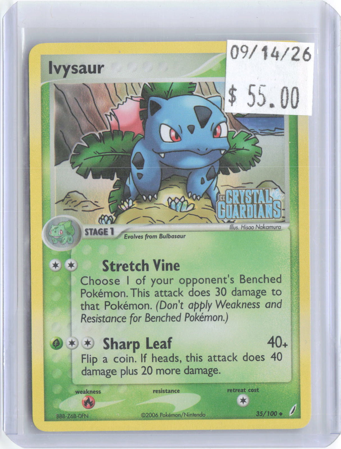 Ivysaur 35/100 Uncommon Crystal Guardians Pokemon Reverse Holo Near Mint