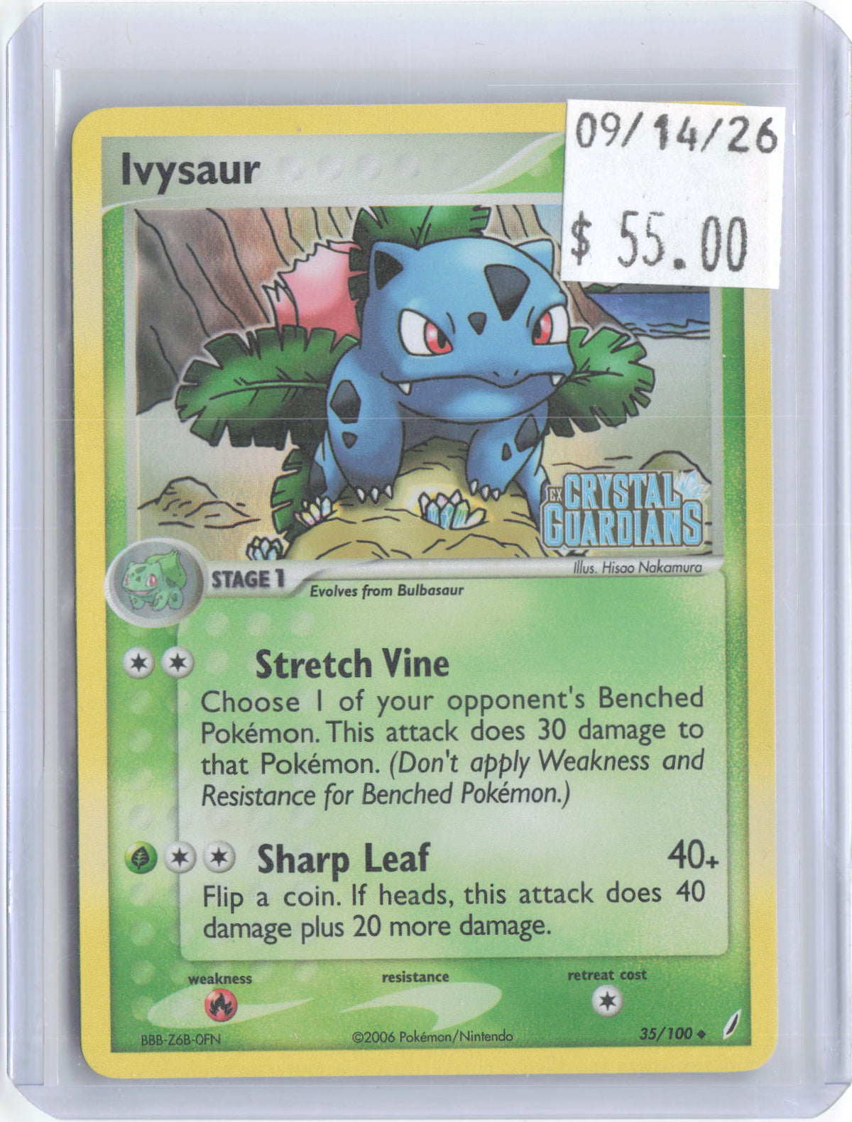 Ivysaur 35/100 Uncommon Crystal Guardians Pokemon Reverse Holo Near Mint