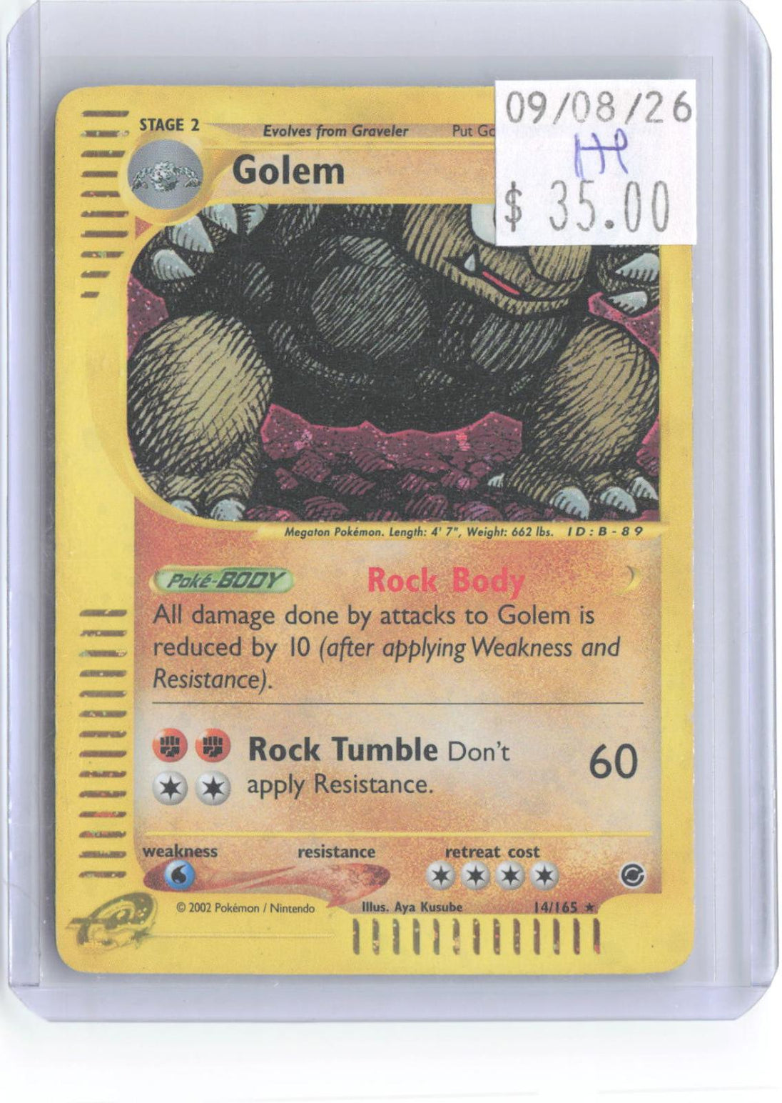 Golem 14/165 Holo Rare Expedition Base Set Pokemon Heavily Played