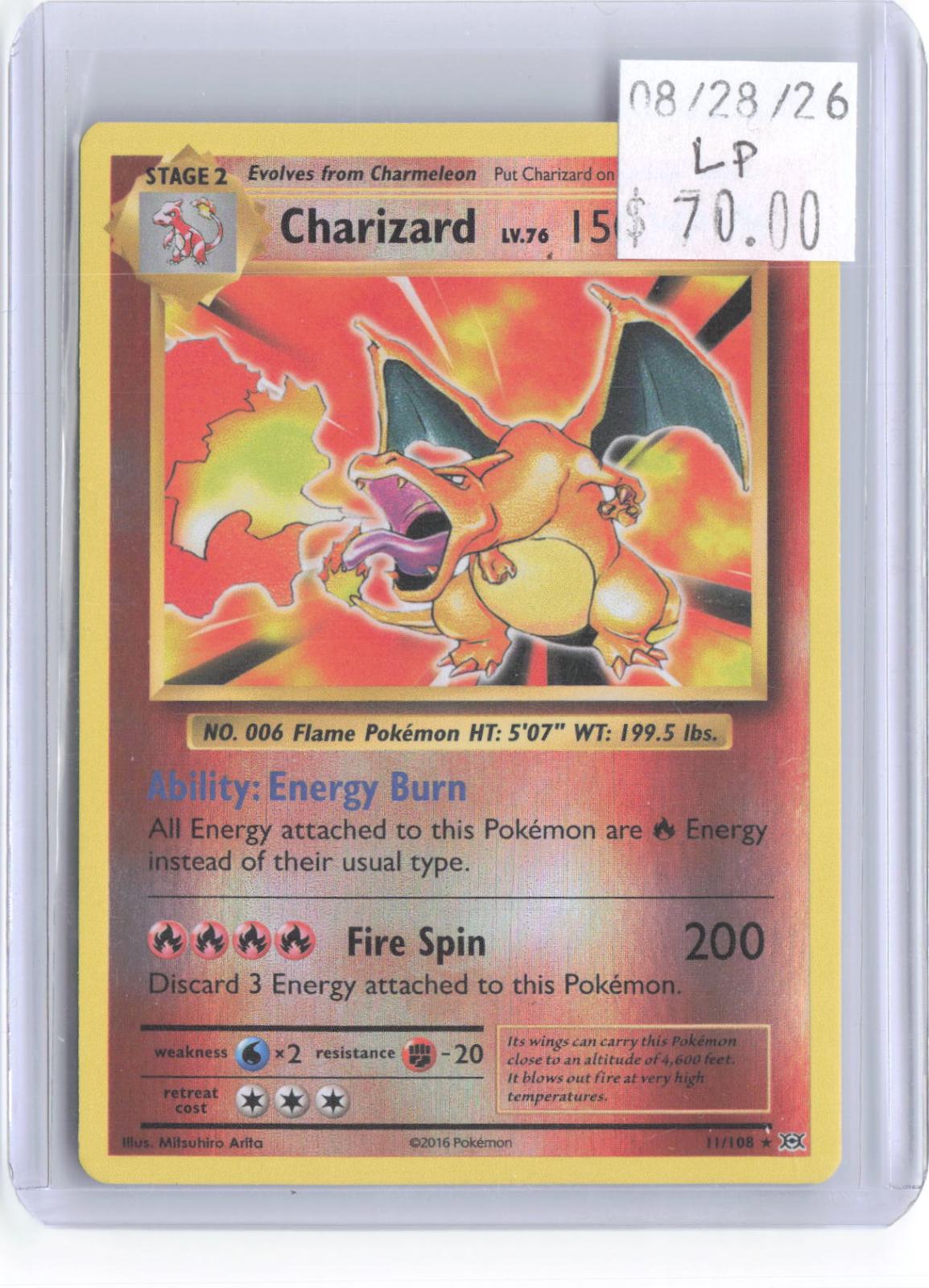 Charizard 11/108 Rare Evolutions Pokemon Reverse Holo Lightly Played