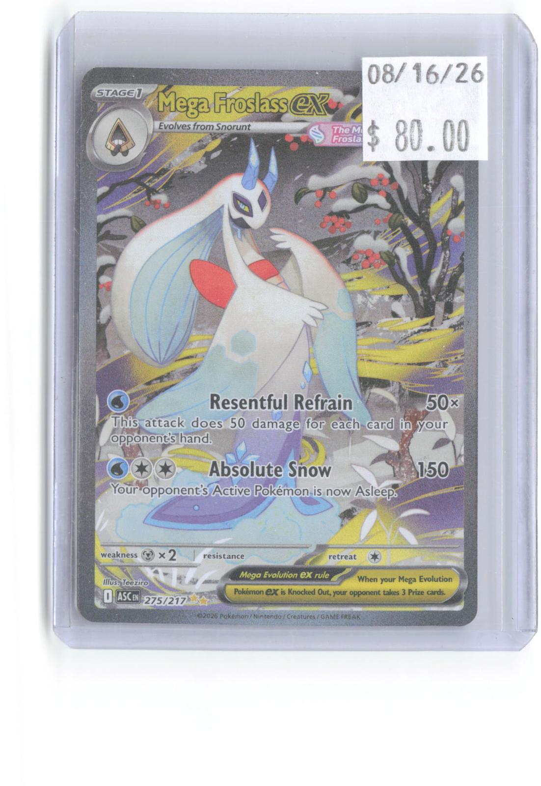 Mega Froslass ex 275/217 Ascended Heroes Pokemon Holo NM