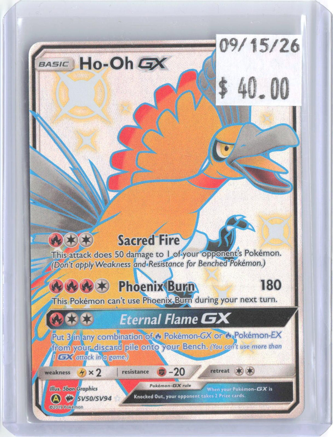 Ho-Oh GX SV50/SV94 Shiny Ultra Rare Hidden Fates Shiny Vault Pokemon Holo NM
