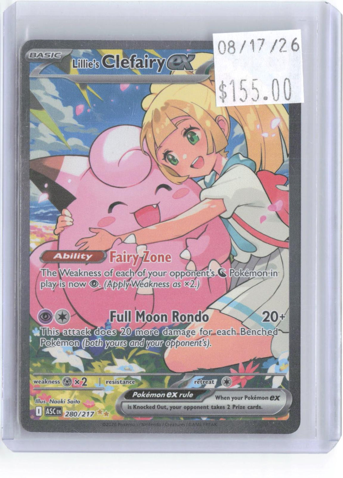 Lillie's Clefairy ex 280/217 Ascended Heroes Pokemon Holo NM