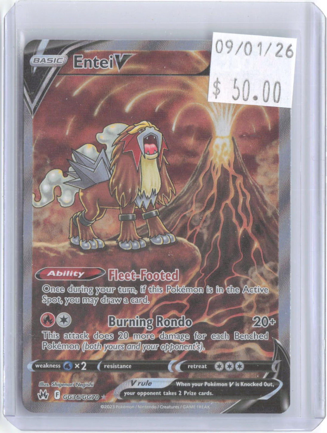 Entei V GG36/GG70 Holo Ultra Rare Crown Zenith Galarian Gallery Pokemon NM