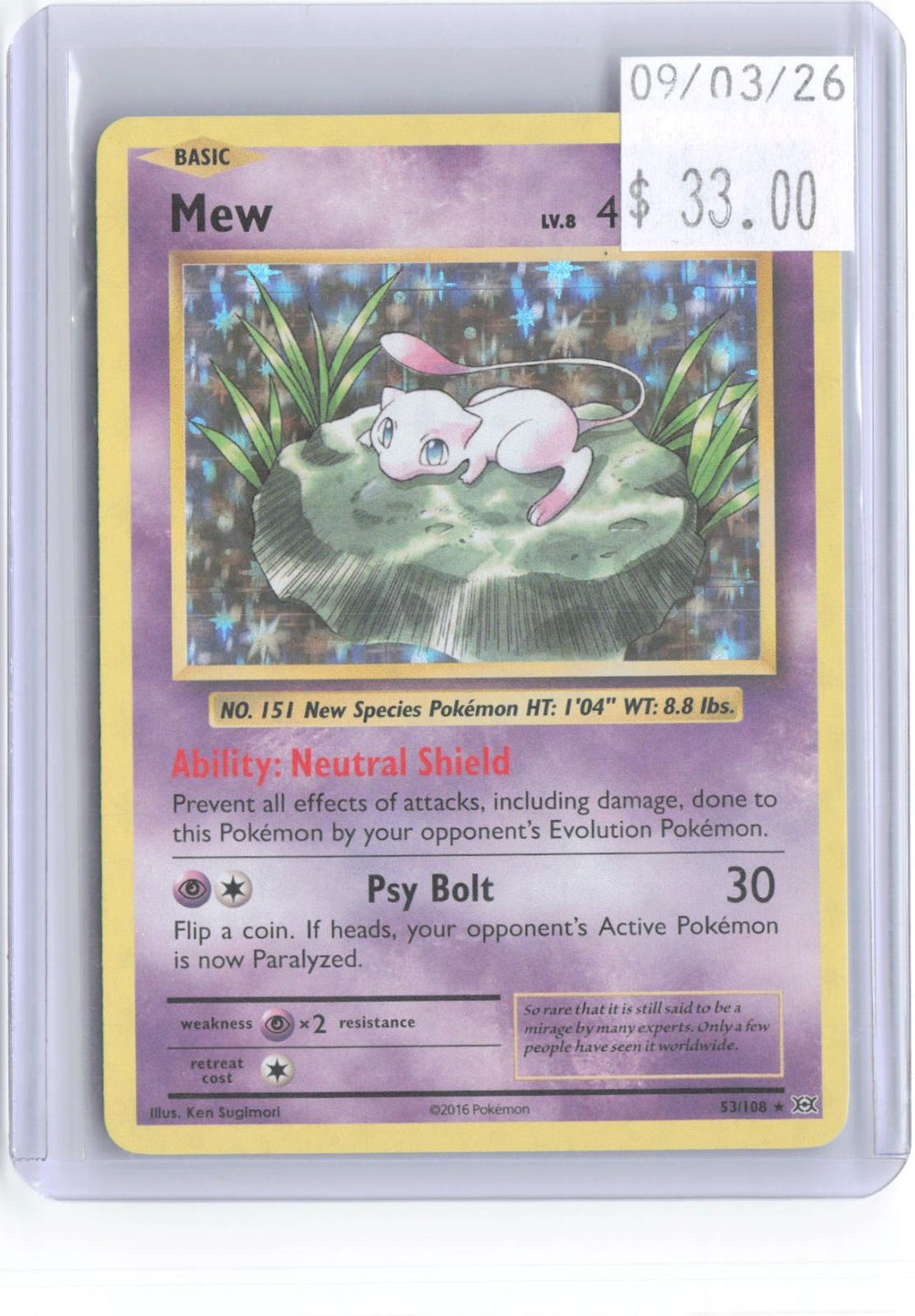 Mew 53/108 Holo Rare Evolutions Pokemon Near Mint