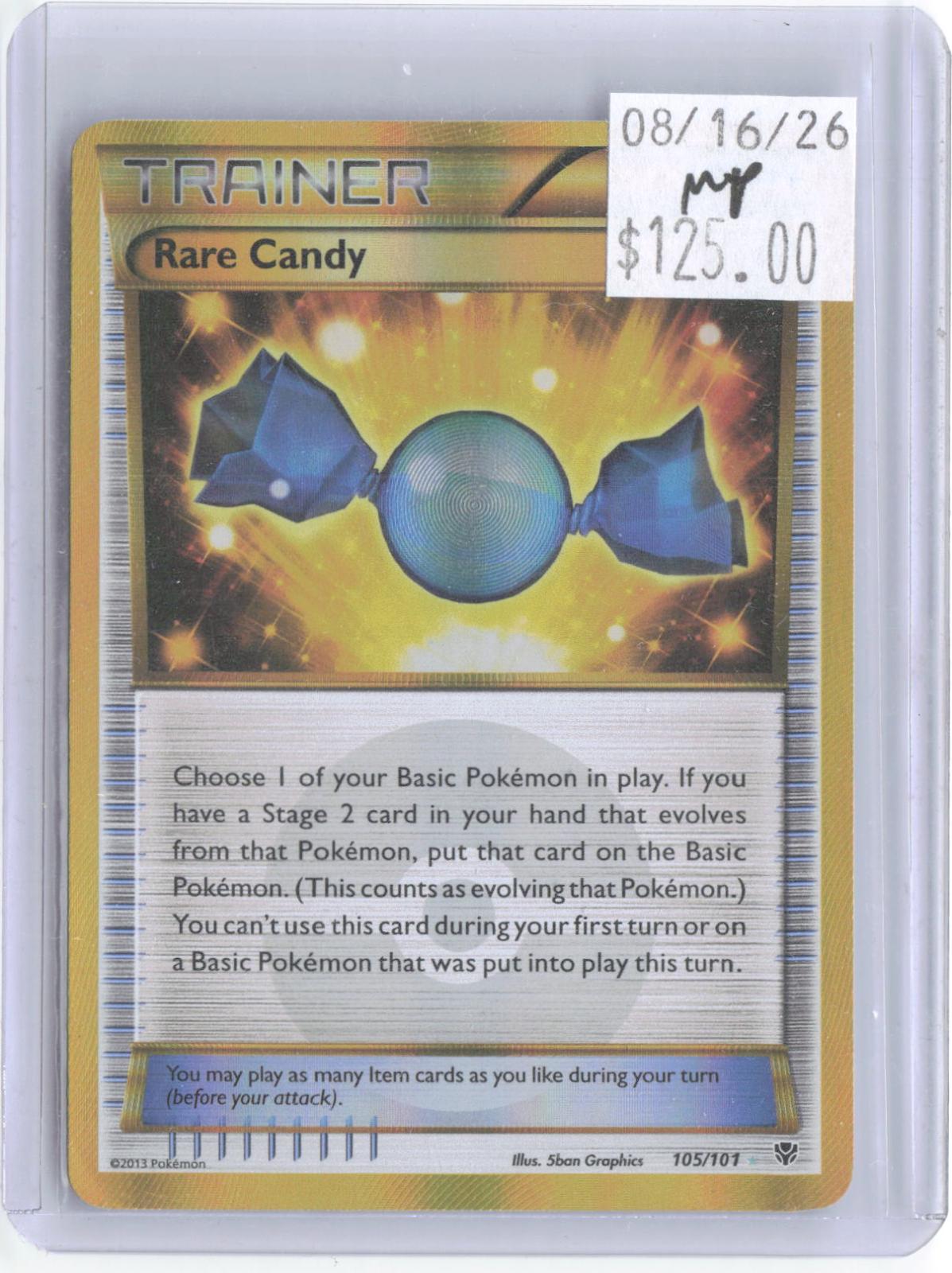 Rare Candy 105/101 Secret Rare Plasma Blast Pokemon Holo Moderately Played