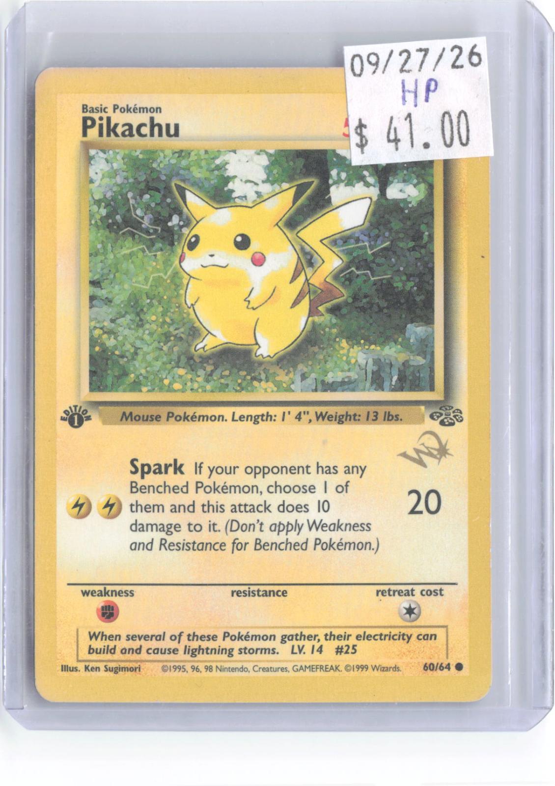 Pikachu [W Stamped] 60/64 Promo WoTC Promo Pokemon Heavily Played