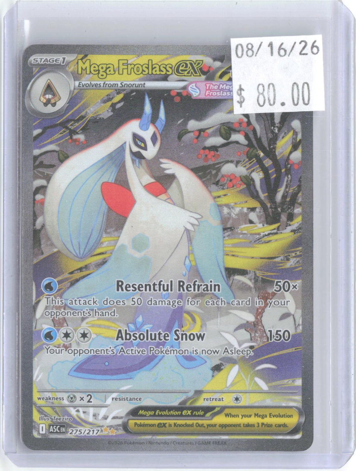 Mega Froslass ex 275/217 Ascended Heroes Pokemon Holo NM