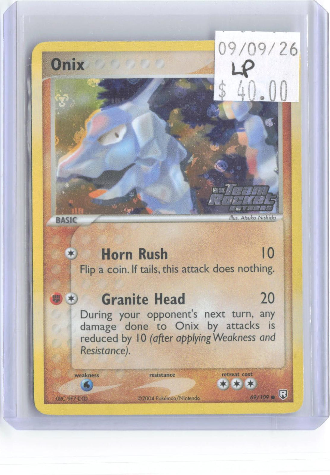Onix 69/109 Common Team Rocket Returns Pokemon Reverse Holo Lightly Played