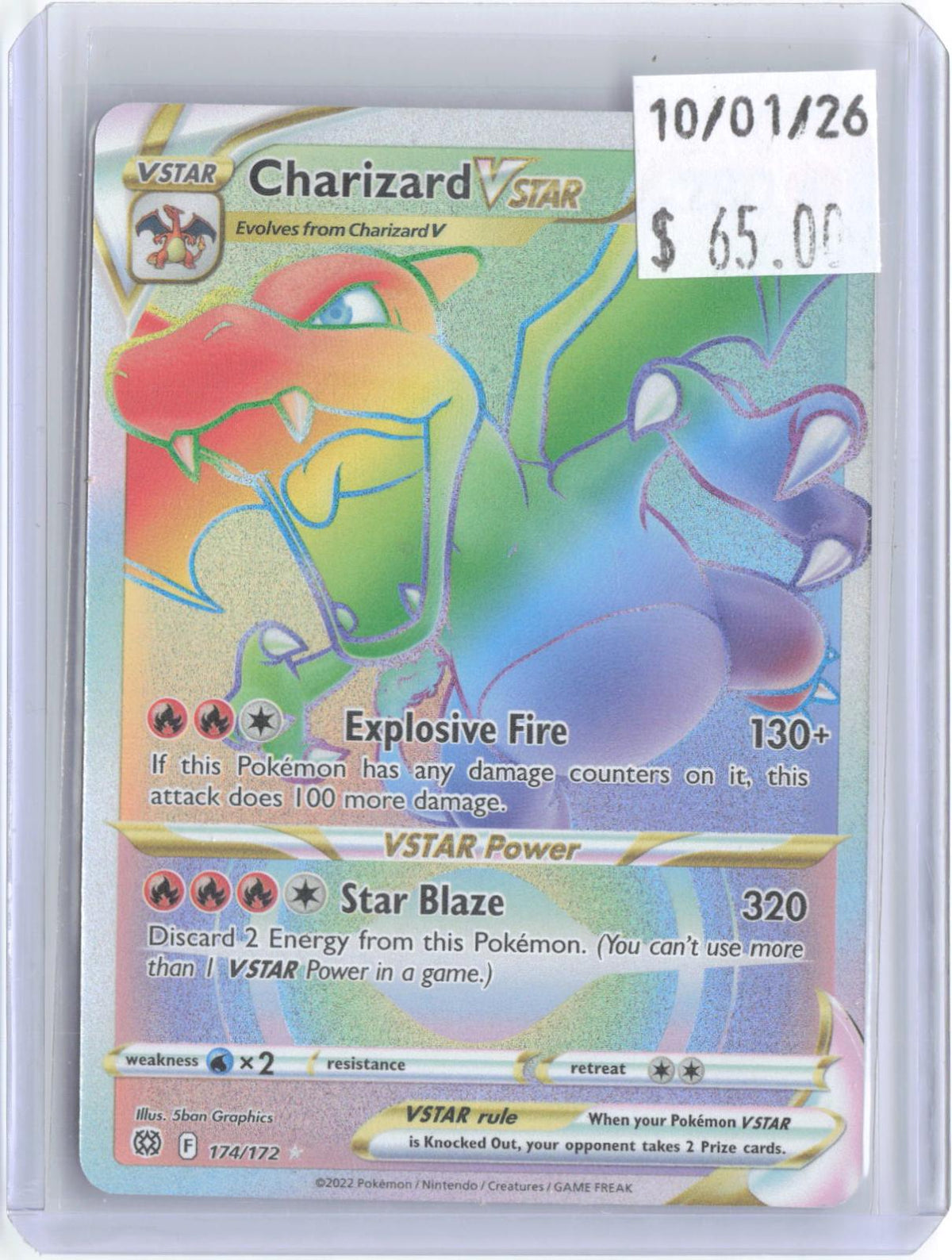 Charizard VSTAR 174/172 Rainbow Rare Brilliant Stars Pokemon Holo Near Mint