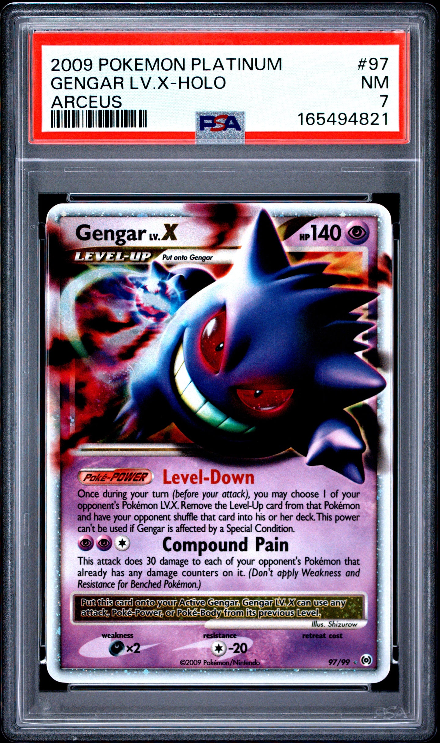 Gengar LV.X Holo 97 Arceus Pokemon PSA 7