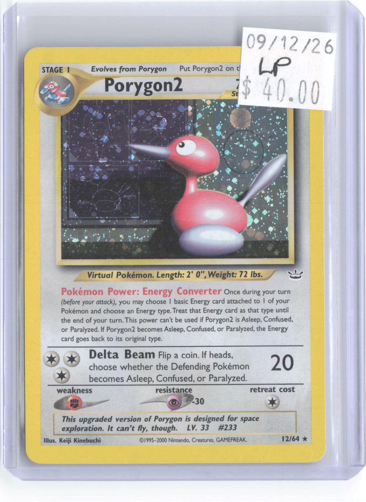Porygon2 12/64 Rare Neo Revelation Pokemon Unlimited Holo Lightly Played