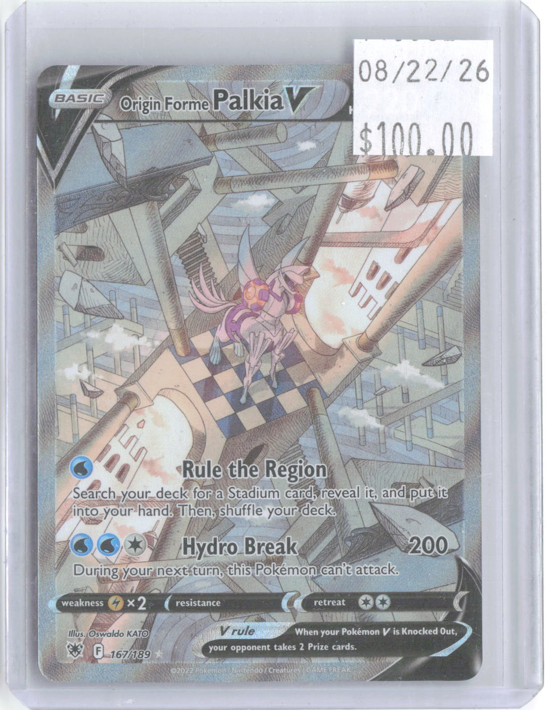 Origin Forme Palkia V 167/189 Ultra Rare Astral Radiance Pokemon Holo Near Mint