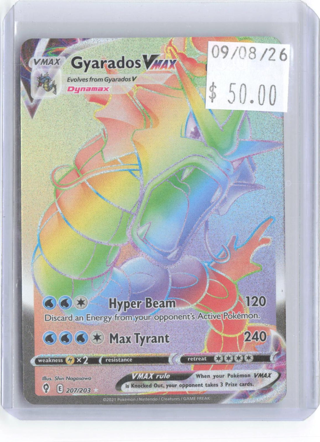 Gyarados VMAX 207/203 Rainbow Rare Evolving Skies Pokemon Holo Near Mint