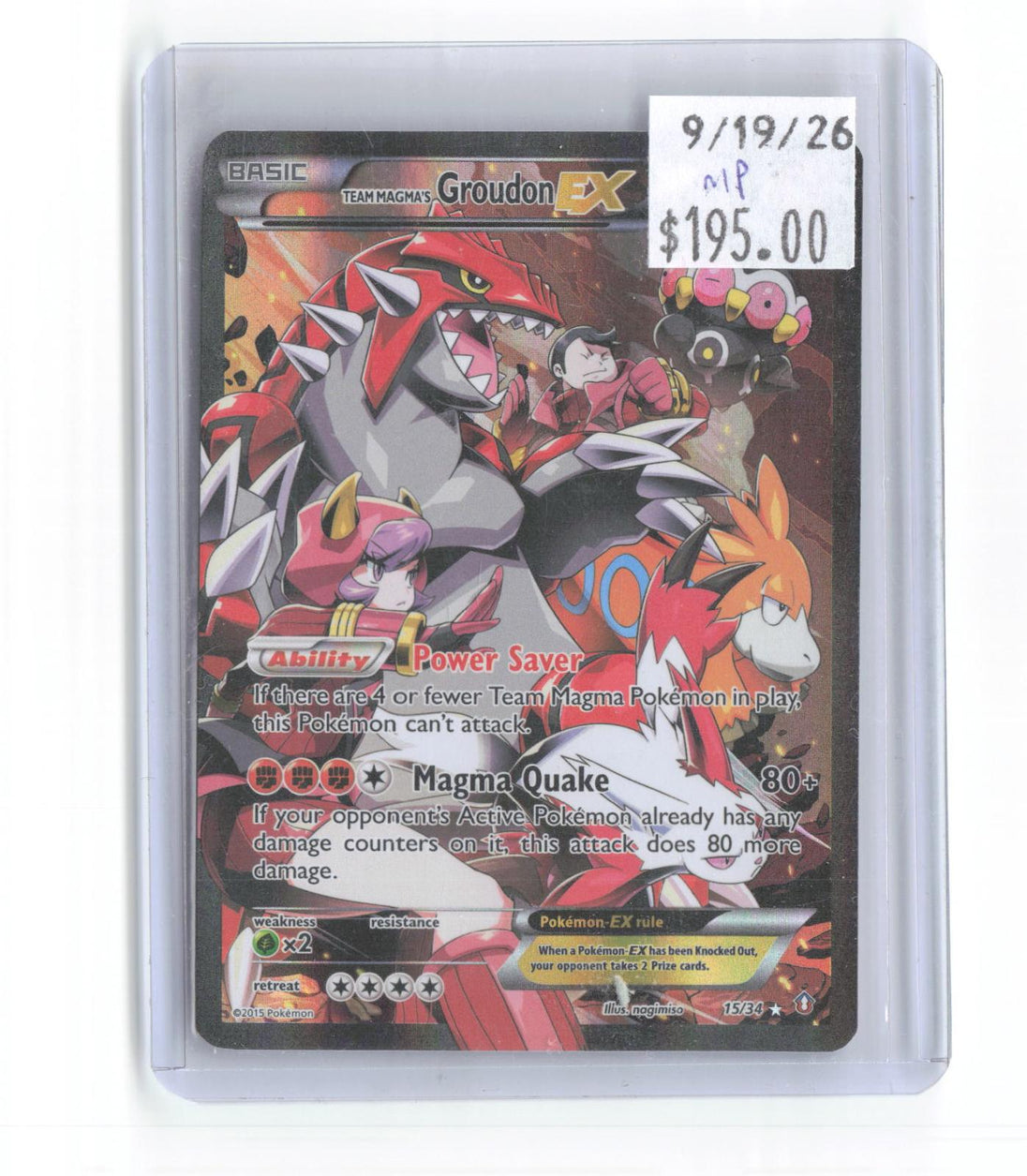 Team Magma's Groudon EX 15/34 Ultra Rare Double Crisis Pokemon Holo MP