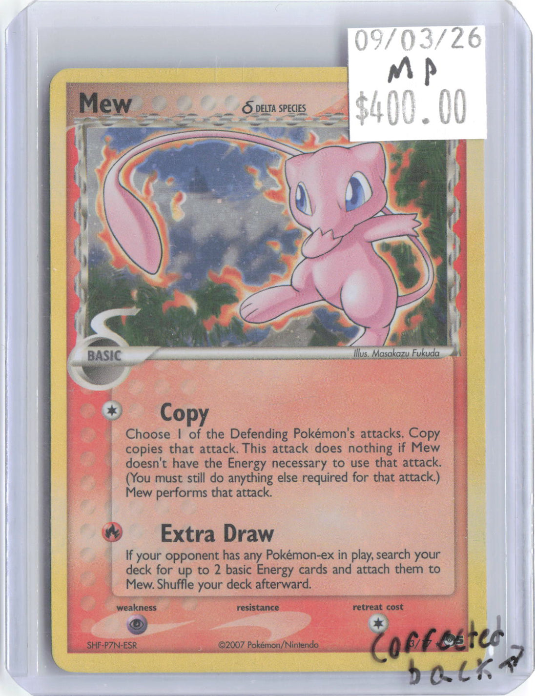 Mew 3/17 Rare POP Series 5 Pokemon Moderately Played Corrected Back