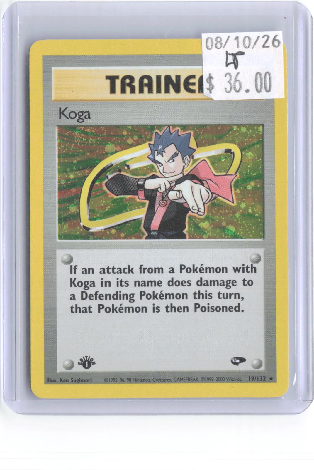 Koga 19/132 Rare Gym Challenge Pokemon Unlimited Holo Lightly Played