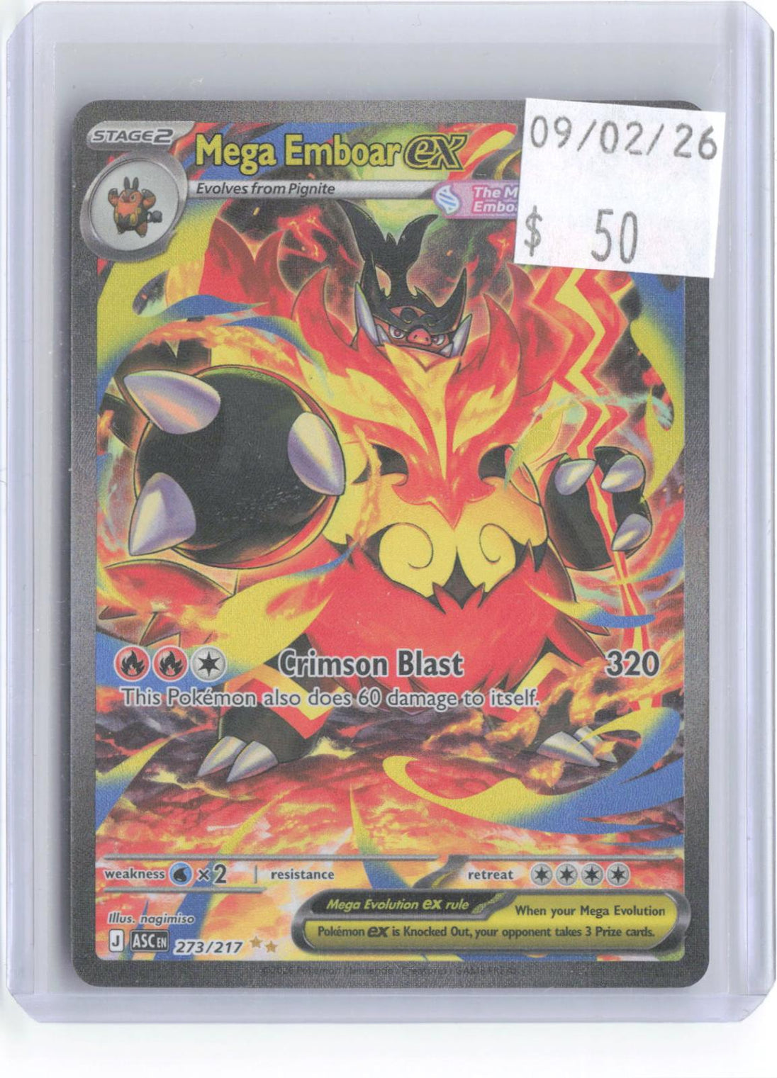 Mega Emboar ex 273/217 Special Illustration Rare Ascended Heroes Pokemon Holo NM