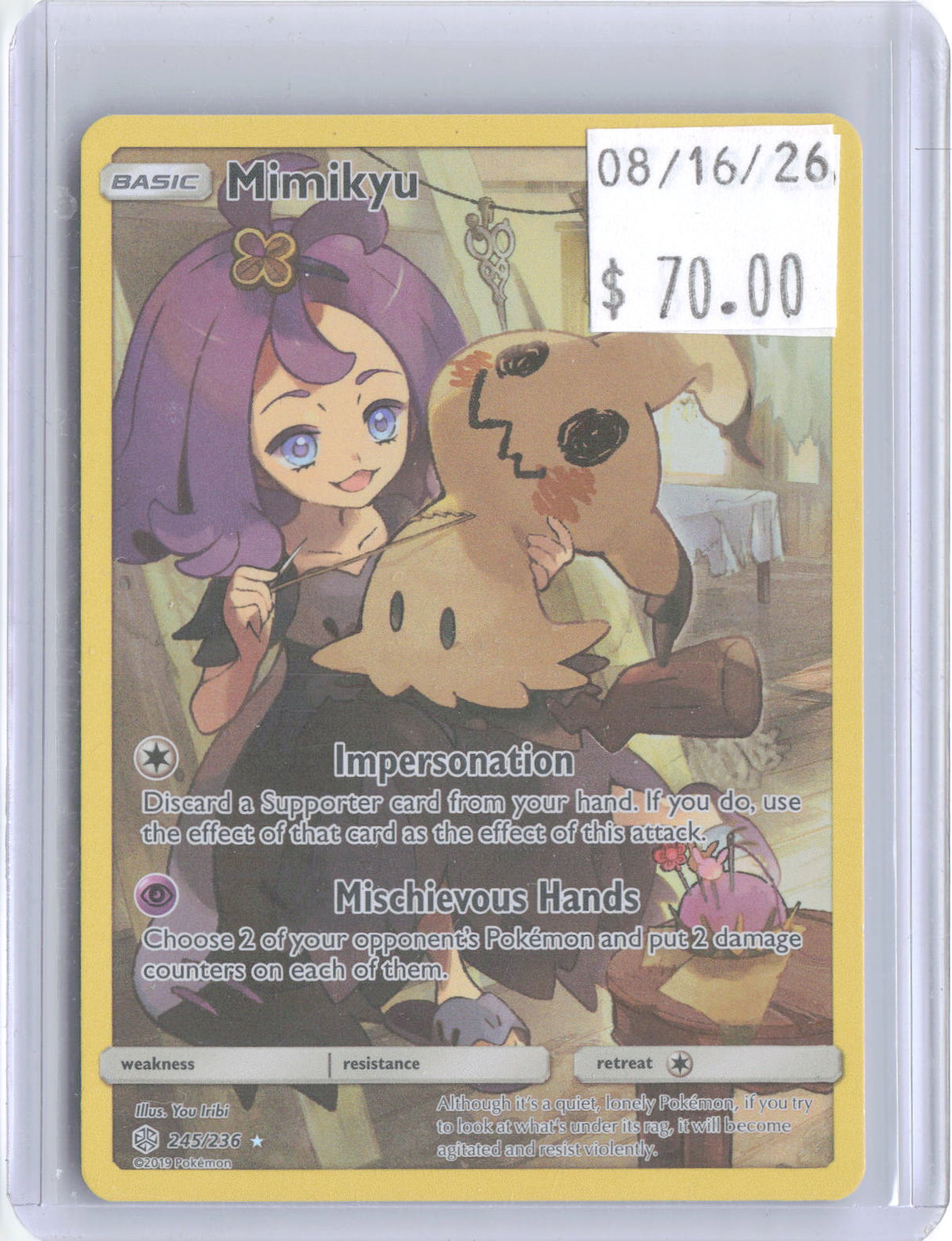Mimikyu 245/236 Secret Rare Cosmic Eclipse Pokemon Holo Near Mint