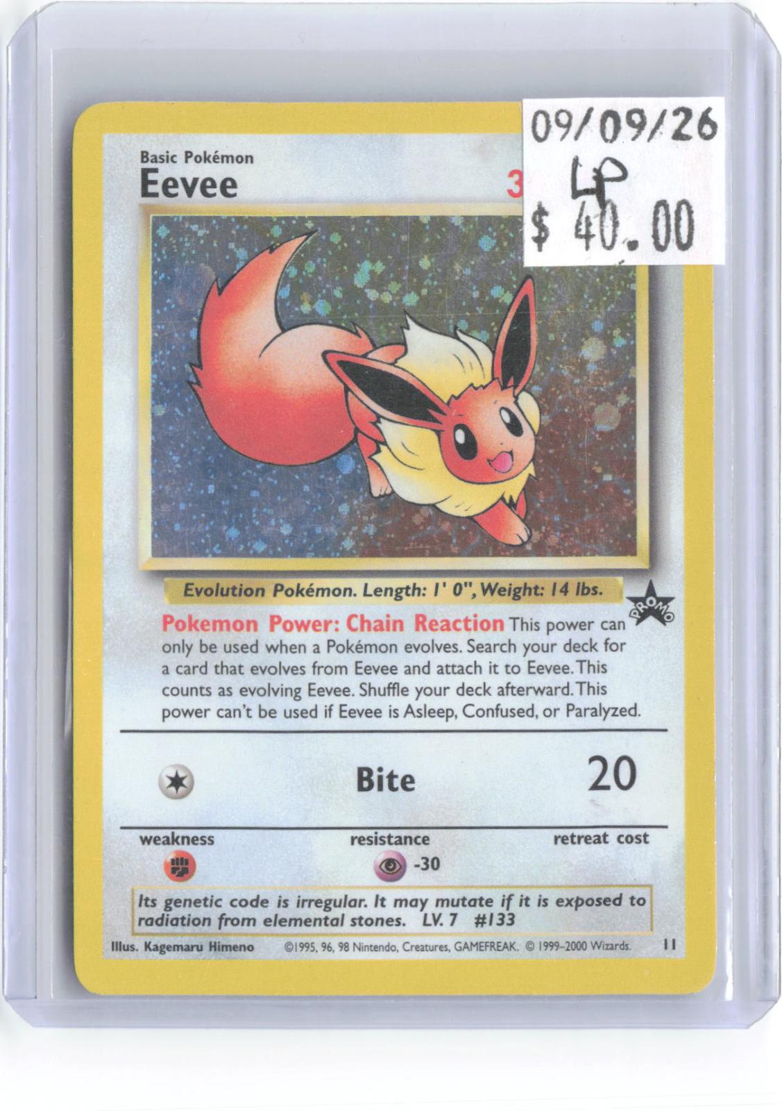 Eevee 11 Promo Wizards Black Star Promos Pokemon Holo Lightly Played