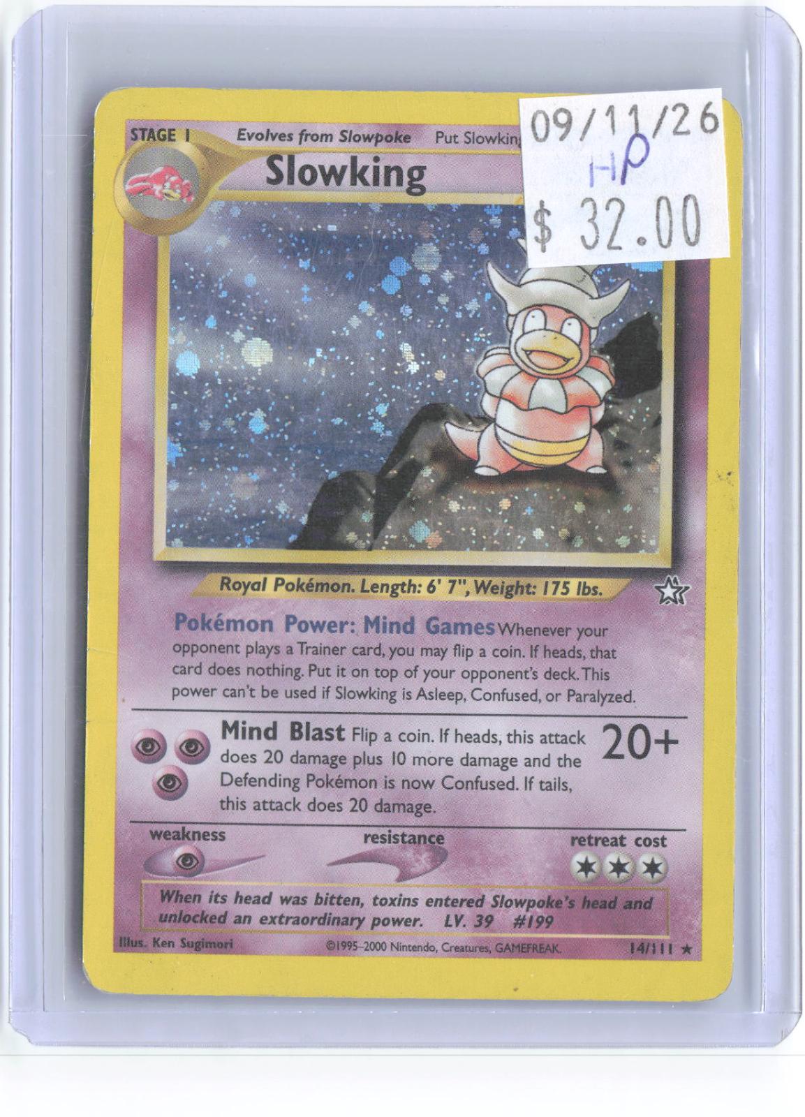 Slowking 14/111 Rare Neo Genesis Pokemon Unlimited Holo Heavily Played