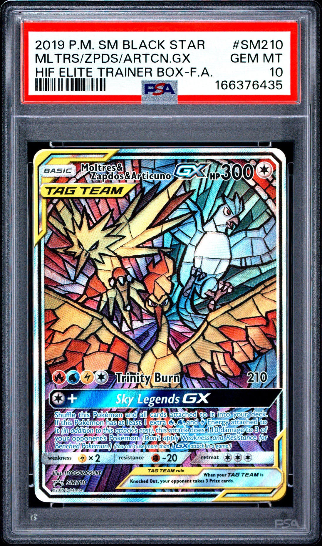 Moltres & Zapdos & Articuno Gx SM210/68 Hidden Fates ETB Pokemon PSA 10