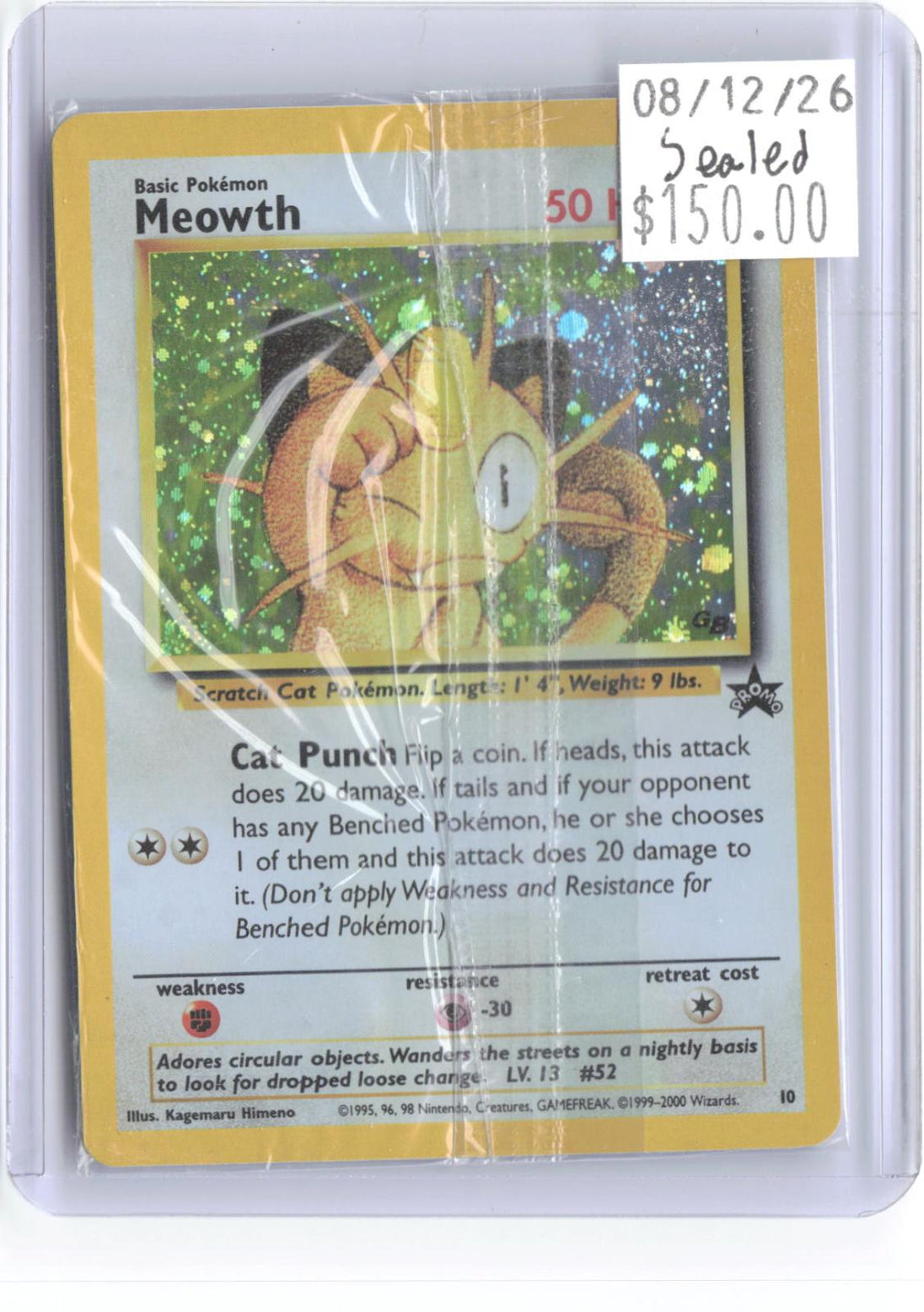 Meowth 10 Promo Wizards Black Star Promos Pokemon Holo Sealed