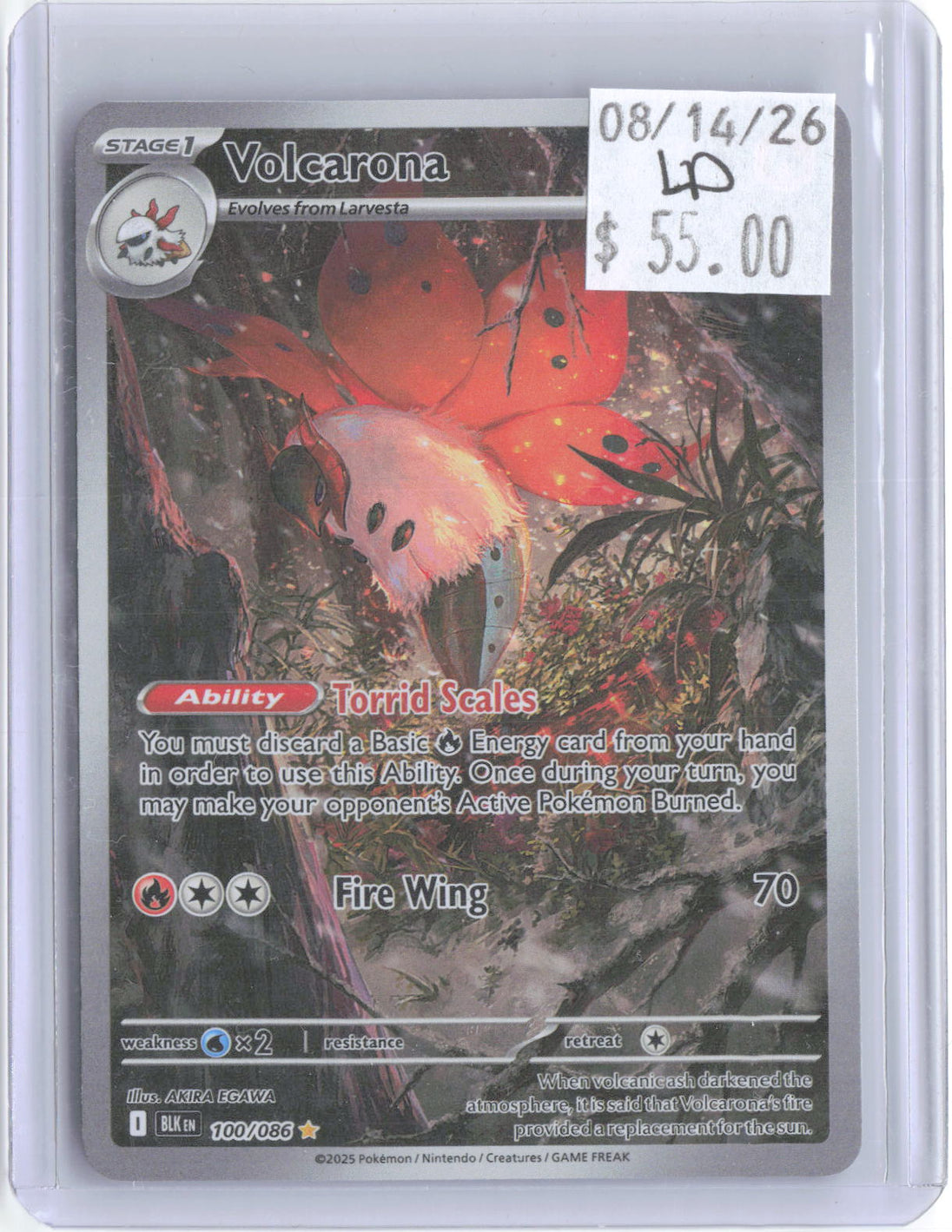 Volcarona 100/086 Holo Illustration Rare Black Bolt Pokemon Lightly Played