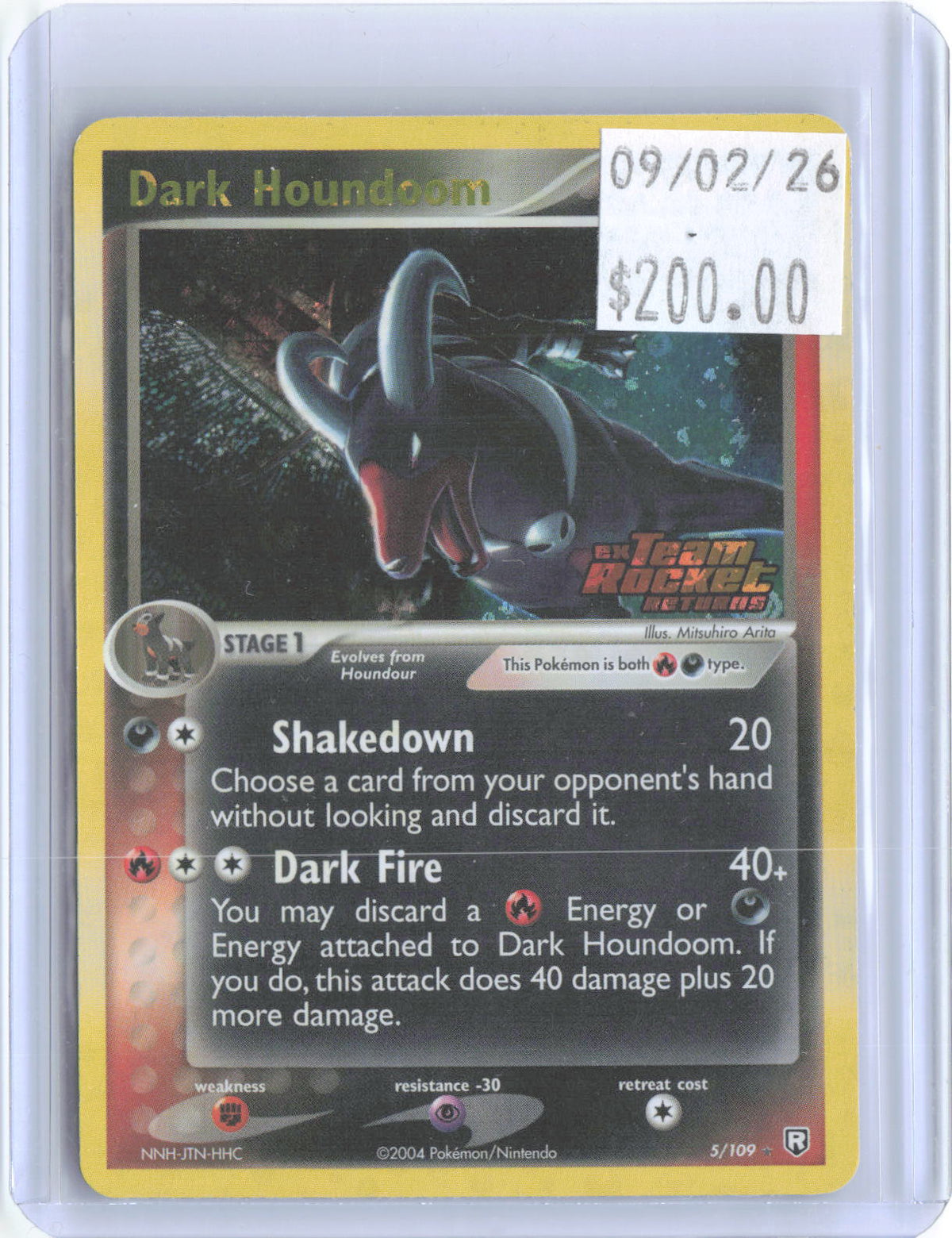 Dark Houndoom 5/109 Rare Team Rocket Returns Pokemon Reverse Holo Near Mint