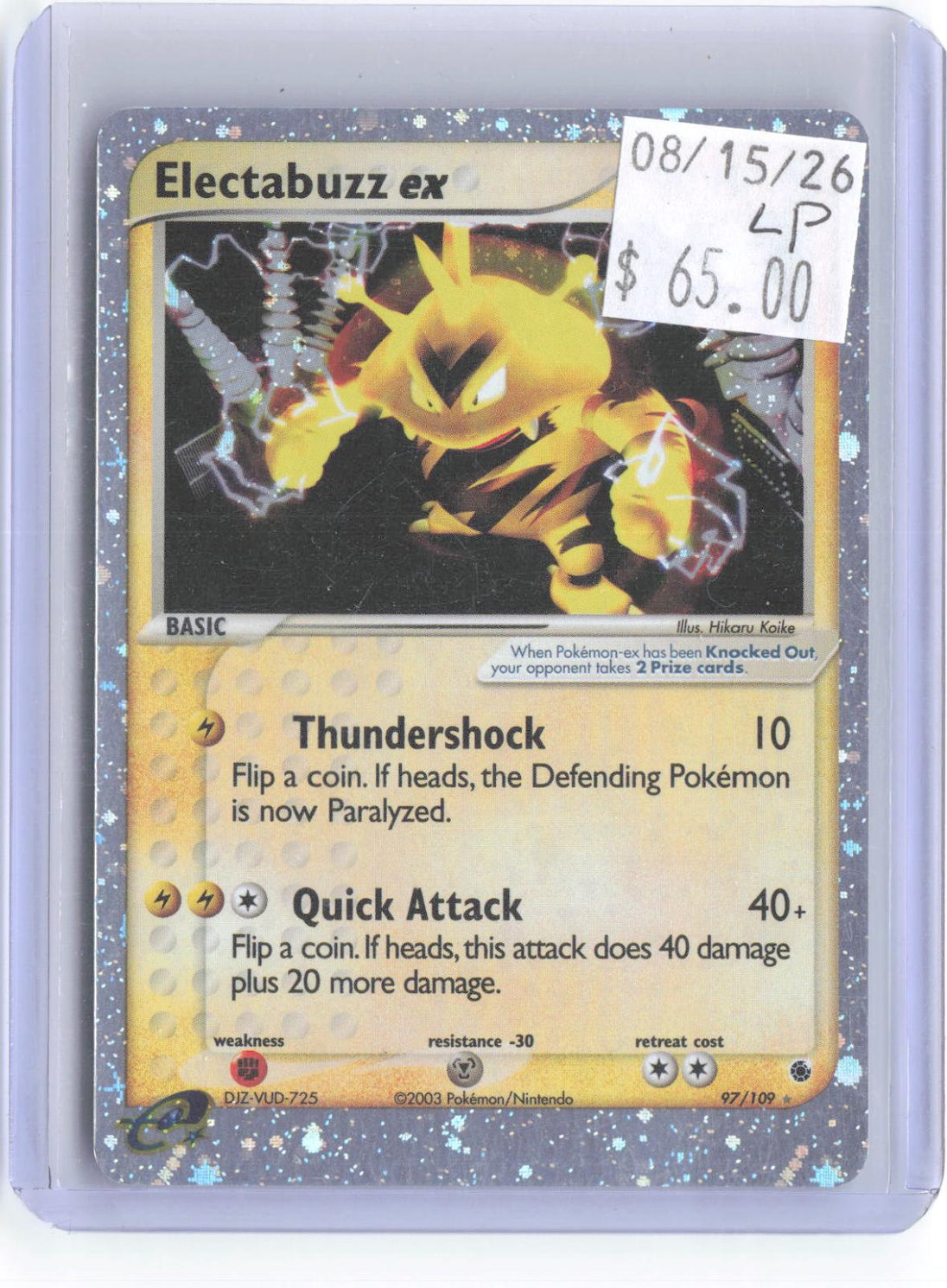 Electabuzz ex 97/109 Holo Ultra Rare Ruby & Sapphire Pokemon Lightly Played