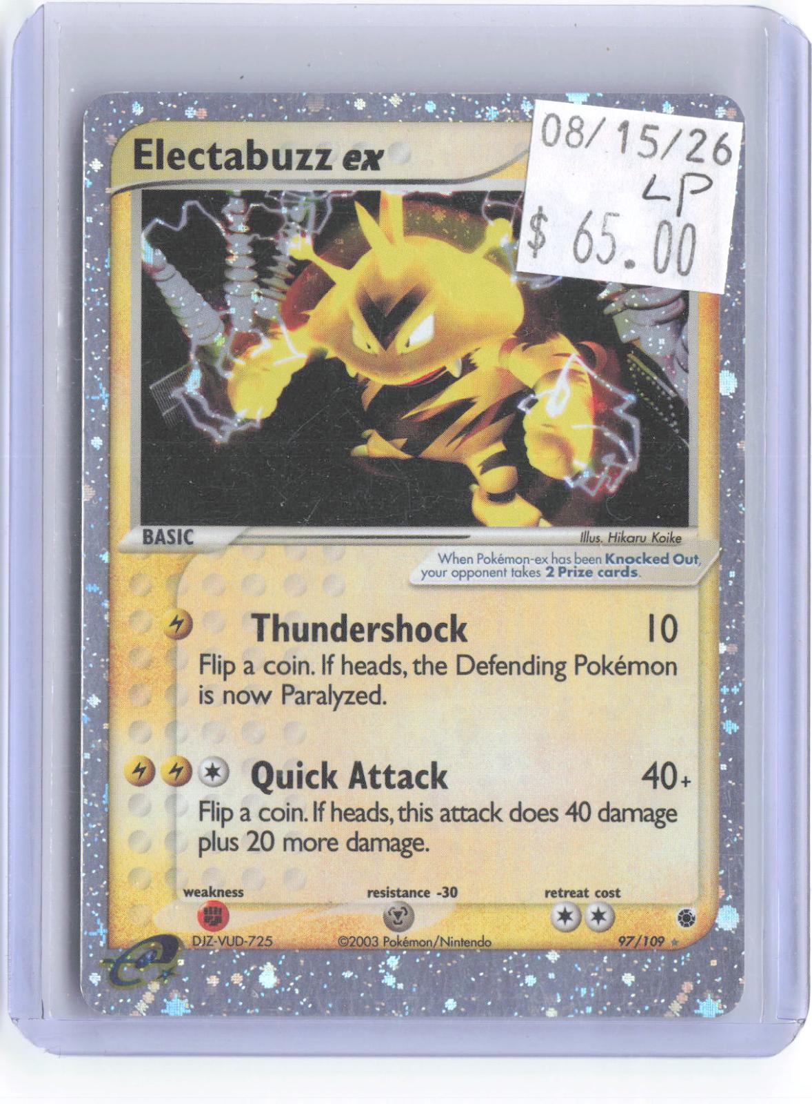 Electabuzz ex 97/109 Holo Ultra Rare Ruby & Sapphire Pokemon Lightly Played