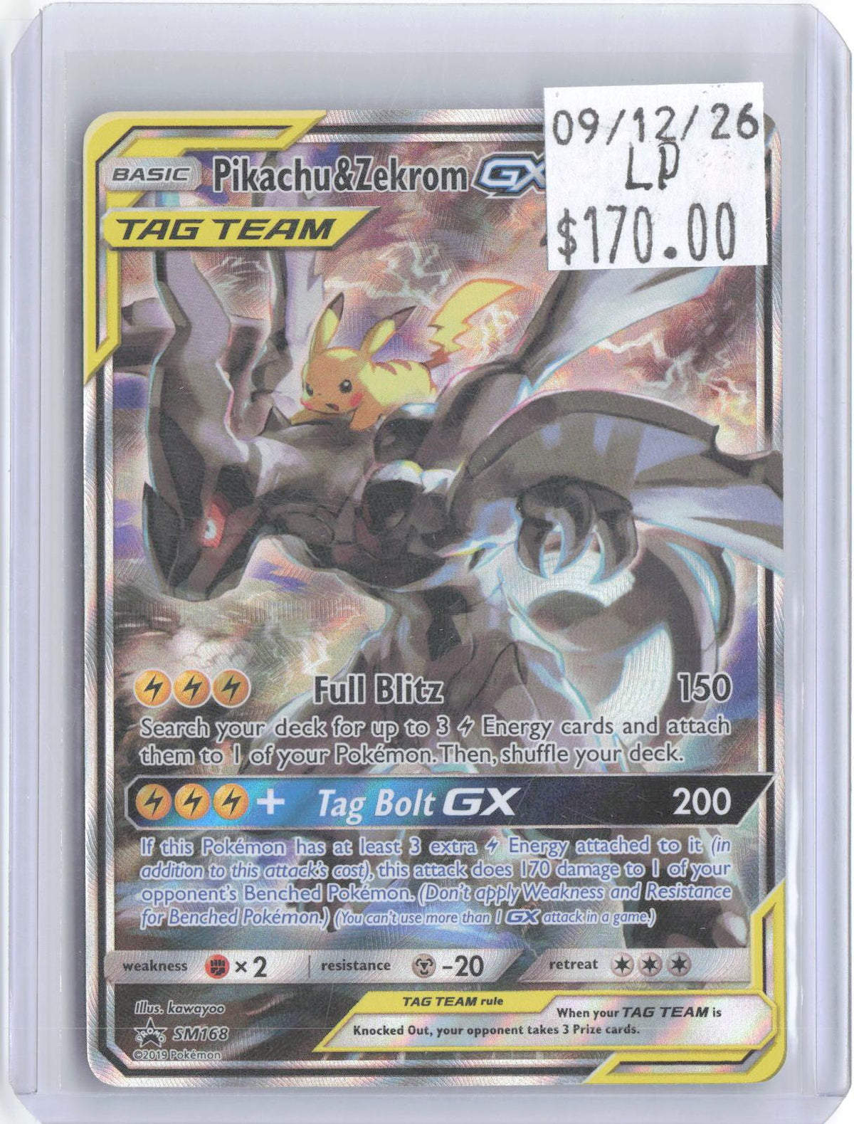 Pikachu & Zekrom GX SM168 Holo Promo Sun & Moon Promo Pokemon Lightly Played
