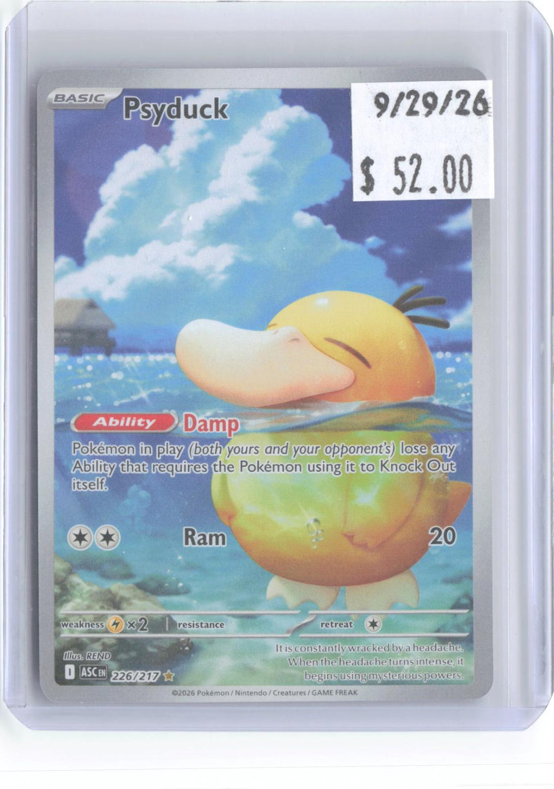 Psyduck 226/217 Illustration Rare Ascended Heroes Pokemon Holo Near Mint