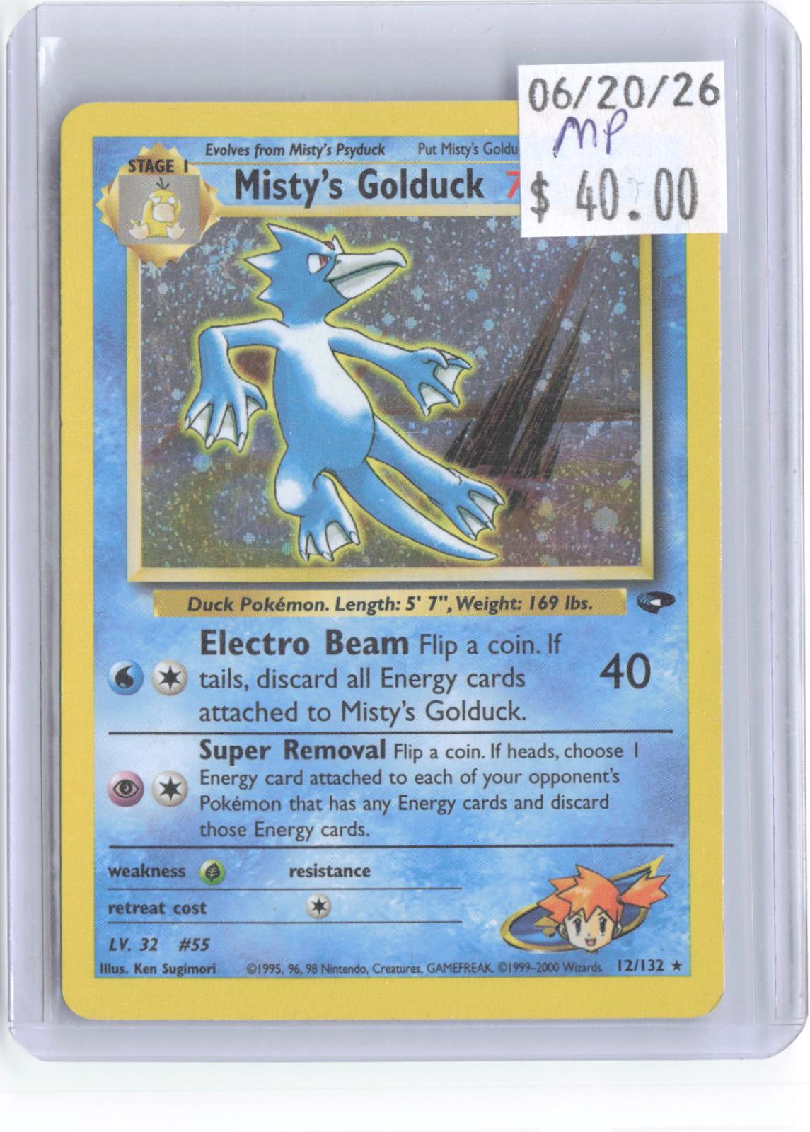 Misty's Golduck 12/132 Rare Gym Challenge Pokemon Unlimited Holo MP