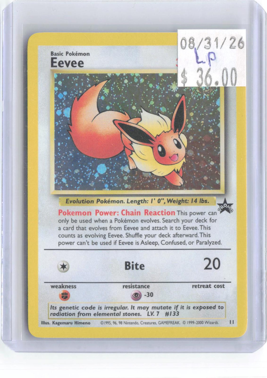 Eevee 11 Promo Wizards Black Star Promos Pokemon Holo Lightly Played