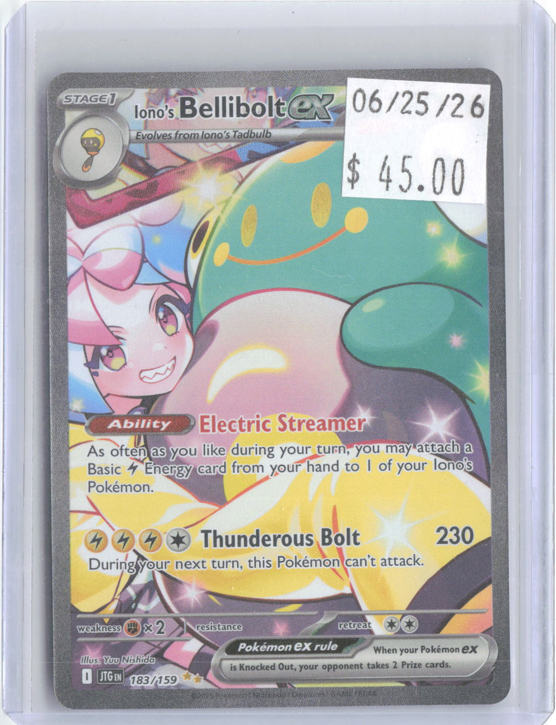 Iono's Bellibolt ex 183/159 Journey Together Pokemon Holo NM