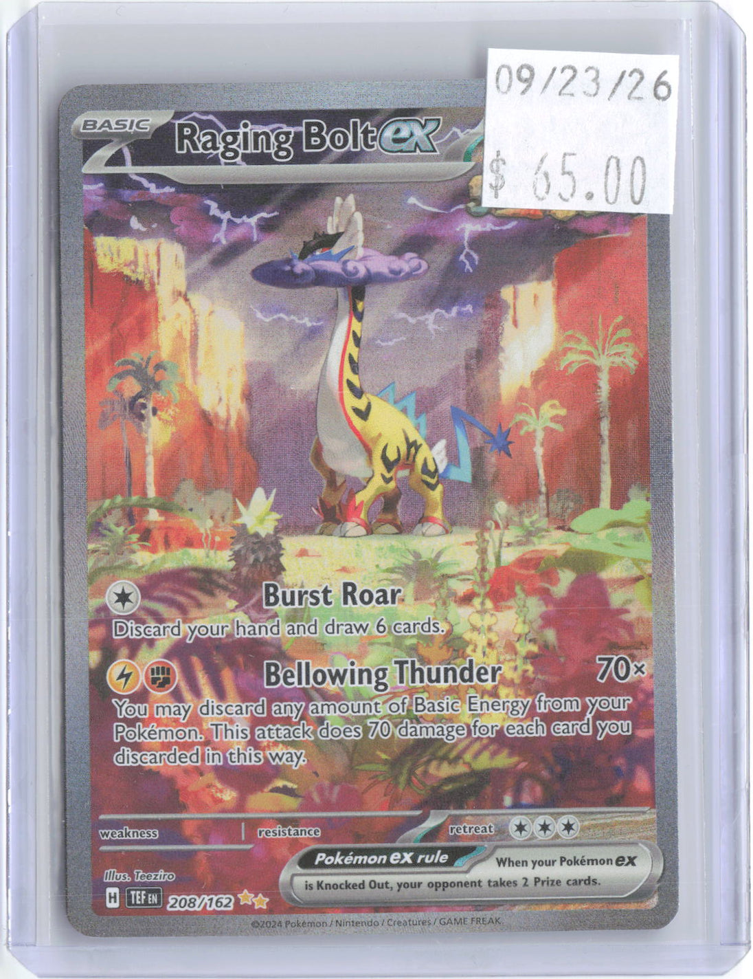 Raging Bolt ex 208/162 Special Illustration Rare Temporal Forces Pokemon Holo NM