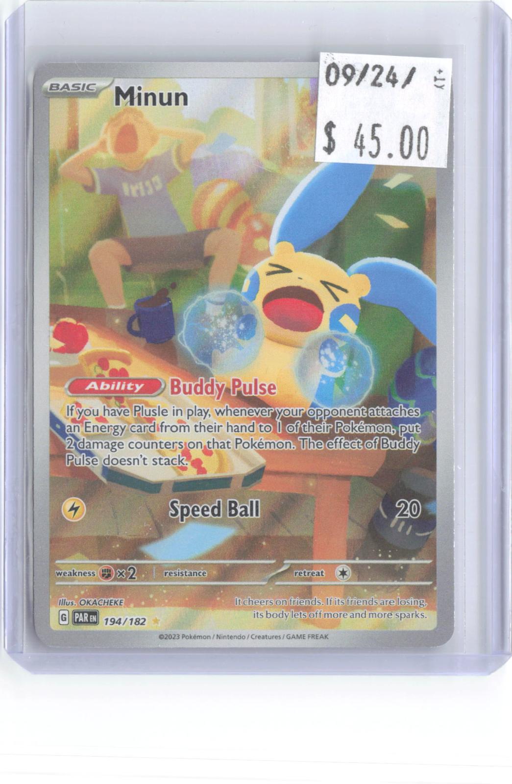 Minun 194/182 Illustration Rare Paradox Rift Pokemon Holo Near Mint