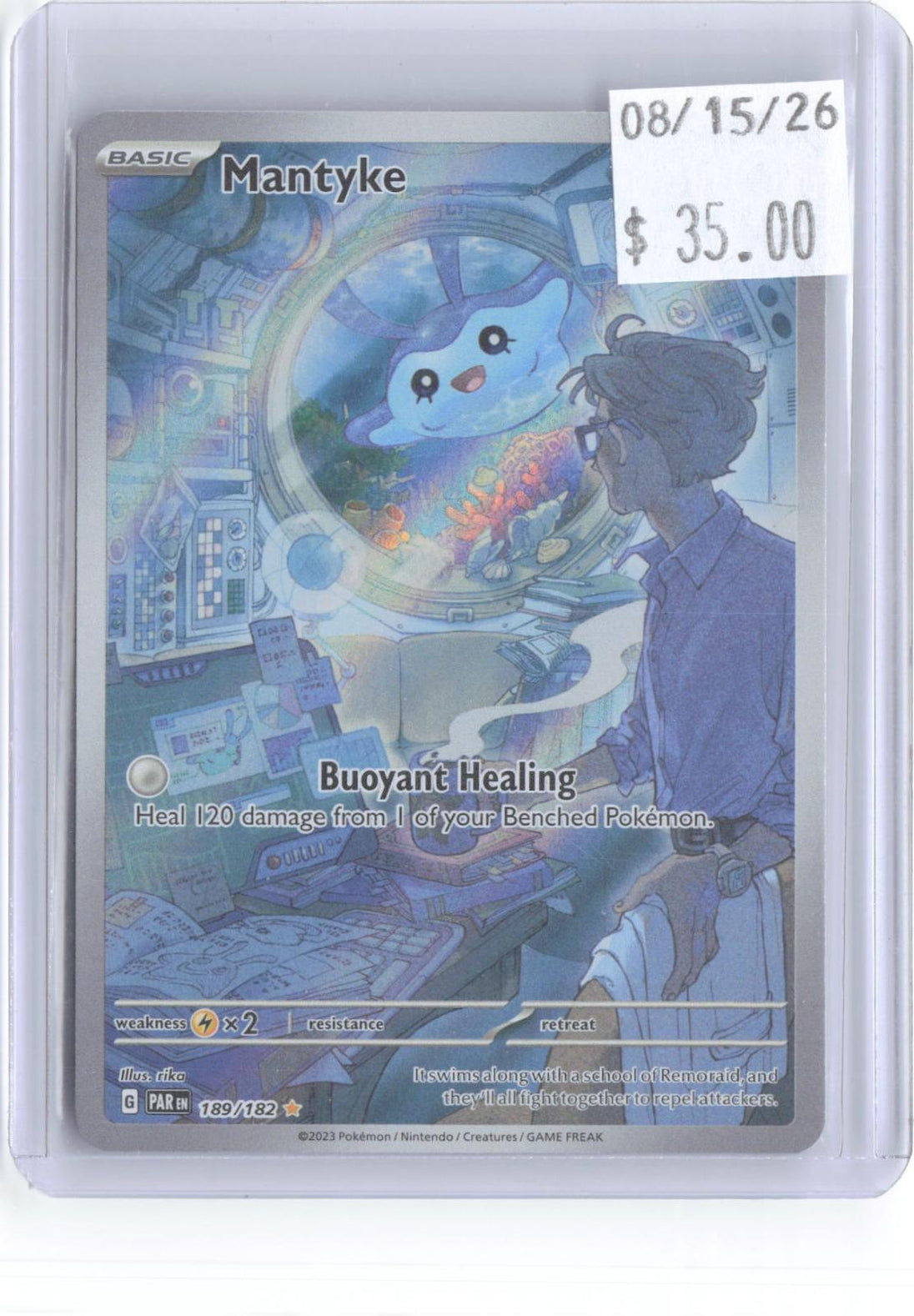 Mantyke 189/182 Illustration Rare Paradox Rift Pokemon Holo Near Mint