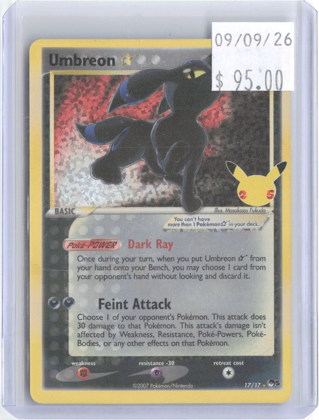 Umbreon Star 17/17 Celebrations: Classic Collection Pokemon Holo NM