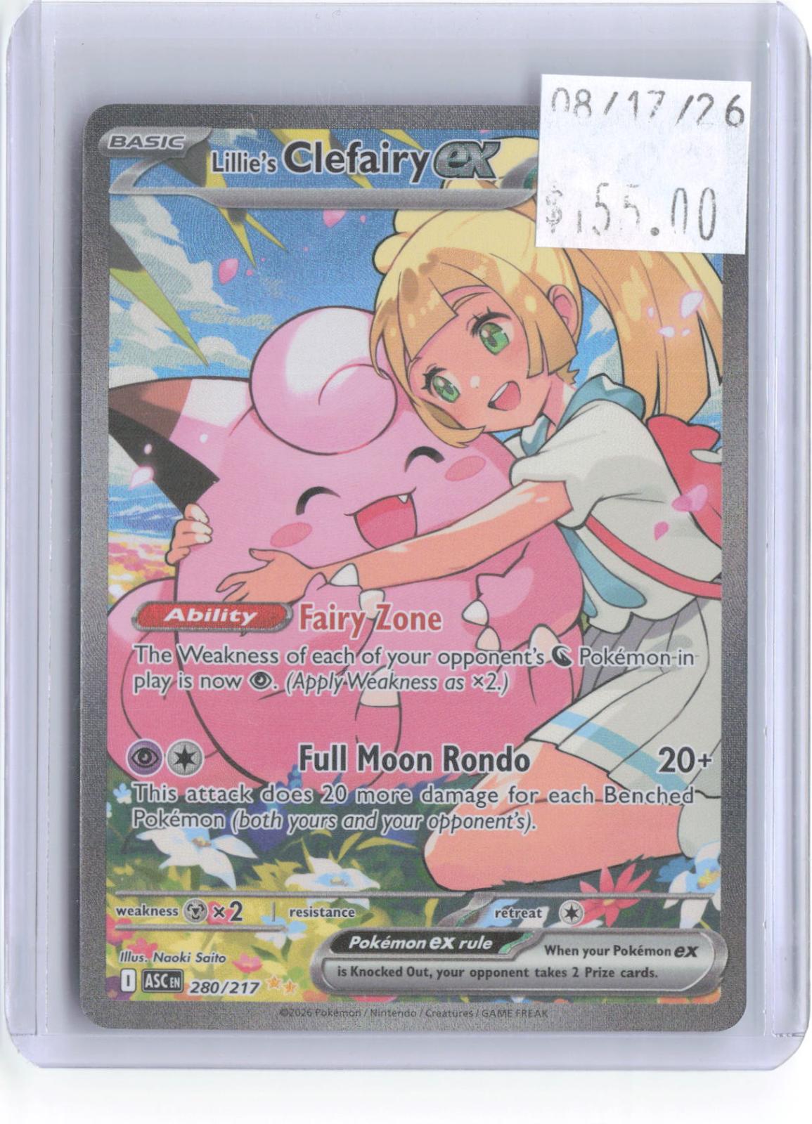 Lillie's Clefairy ex 280/217 Ascended Heroes Pokemon Holo NM