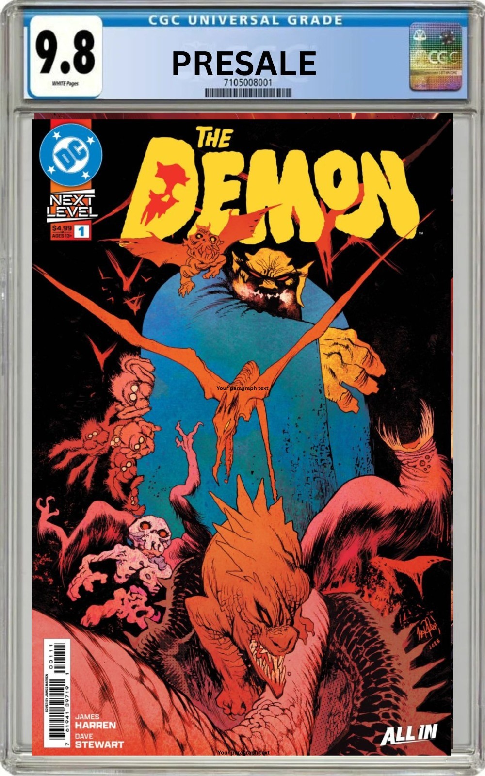 CGC 9.8 The Demon #1 James Harren Cover A DC Comics Pre-Sale 10/7/26