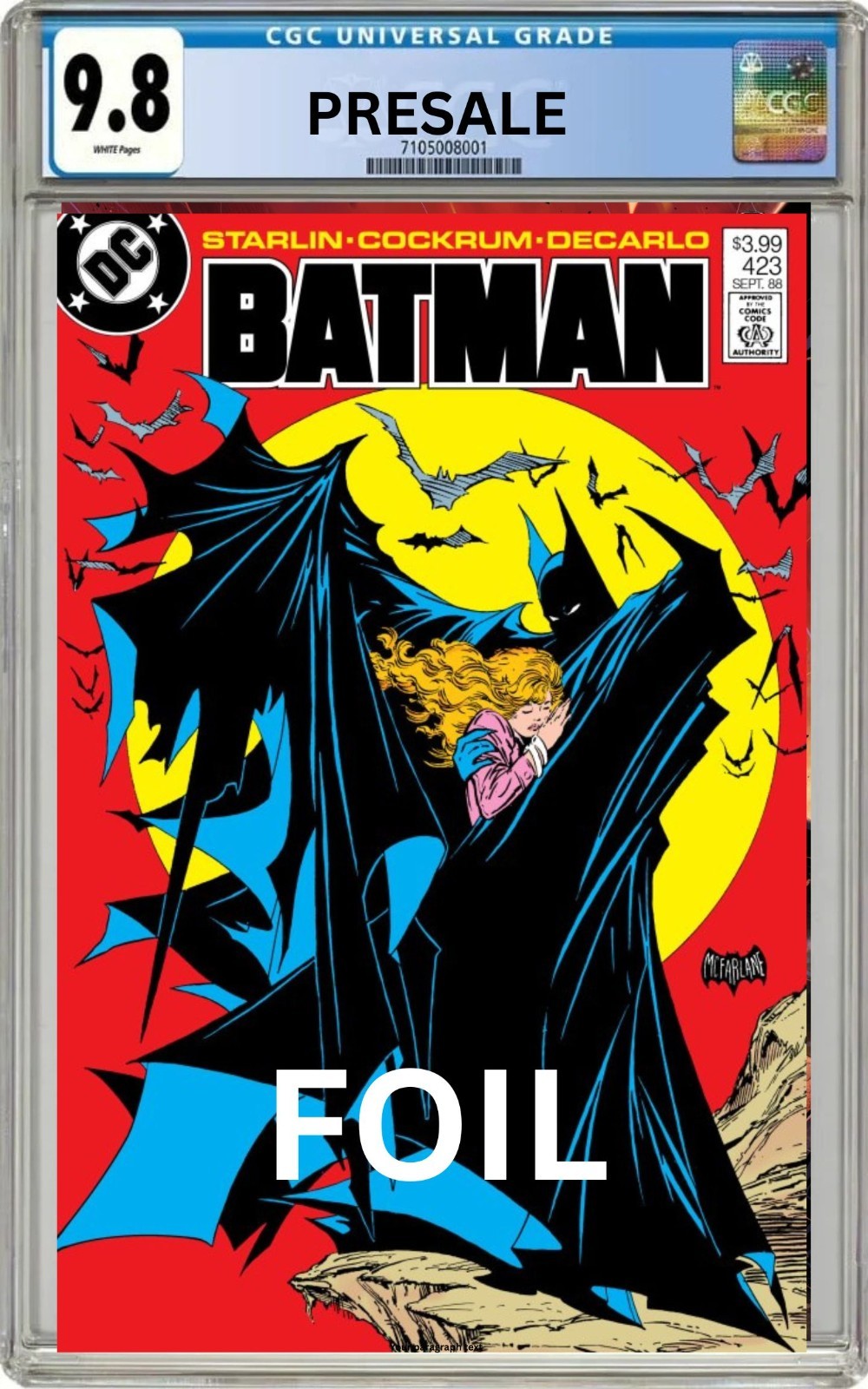 CGC 9.8 Batman #423 Facsimile Todd McFarlane FOIL Cover Pre-Sale 10/7/26
